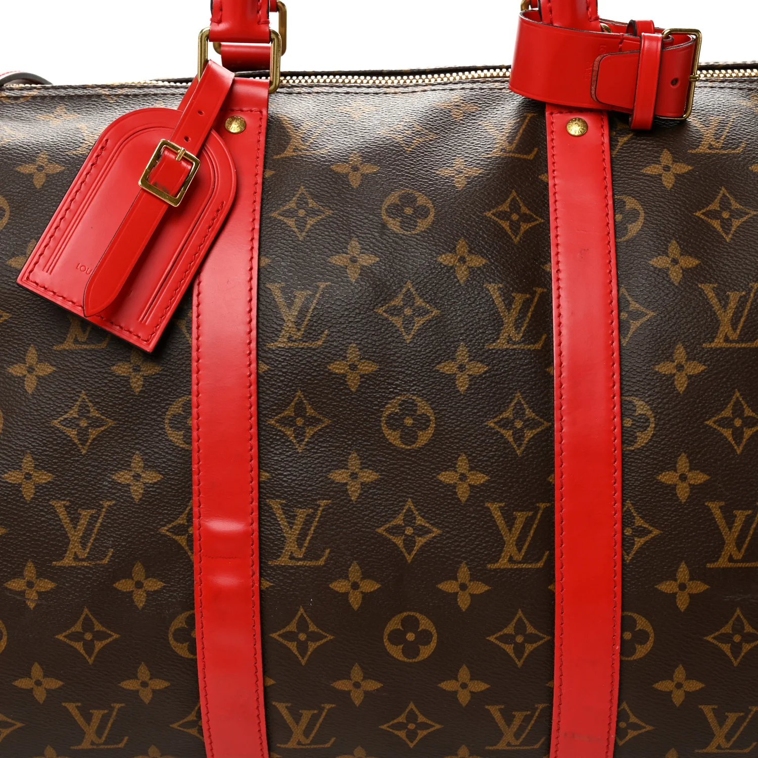 Calfskin Monogram Keepall Bandouliere 50 Coquelicot - Image 7