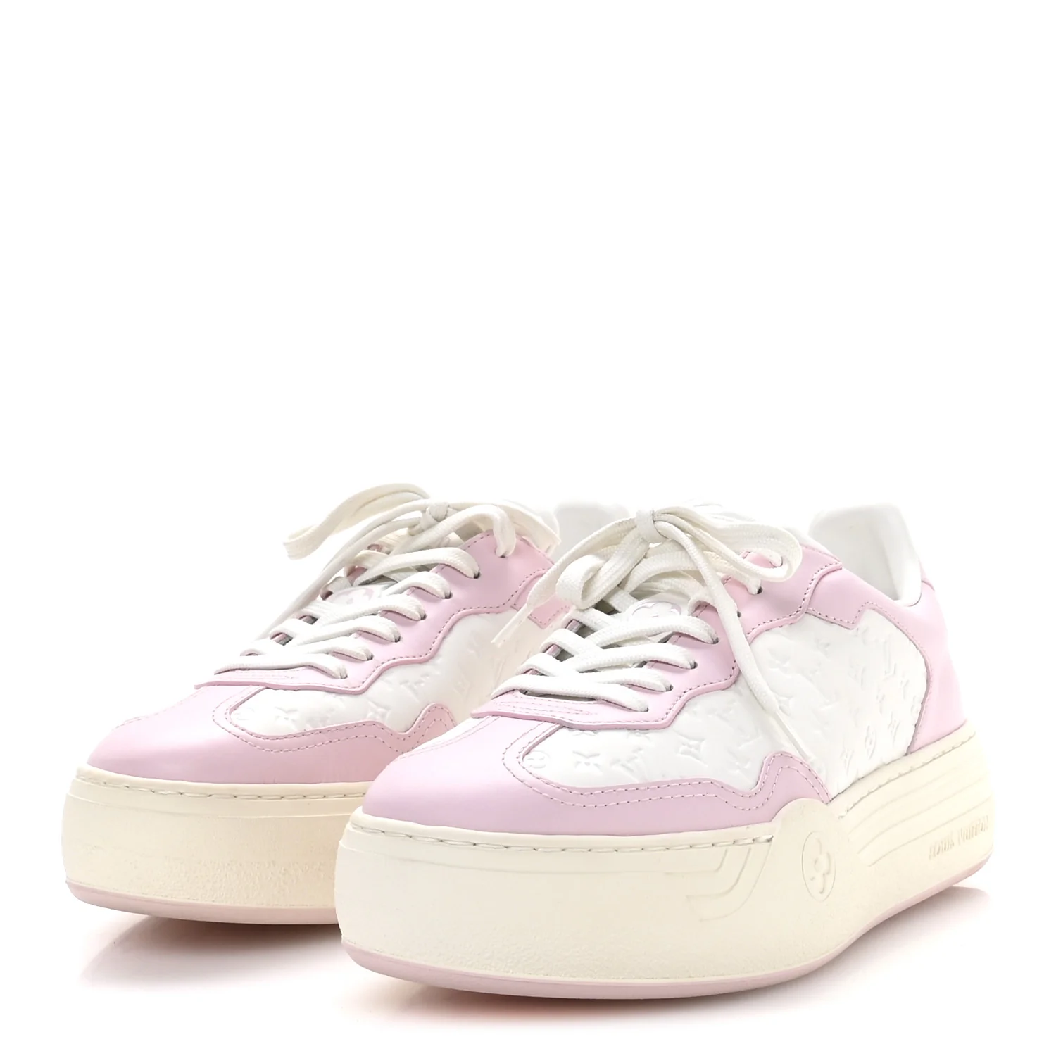 Calfskin Monogram LV Groovy Platform Sneakers 38 Pink - Image 4