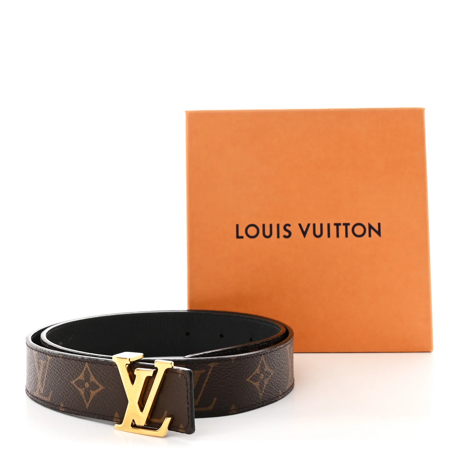 Calfskin Monogram LV Initiales Reversible Belt 80 32 Black - Image 7