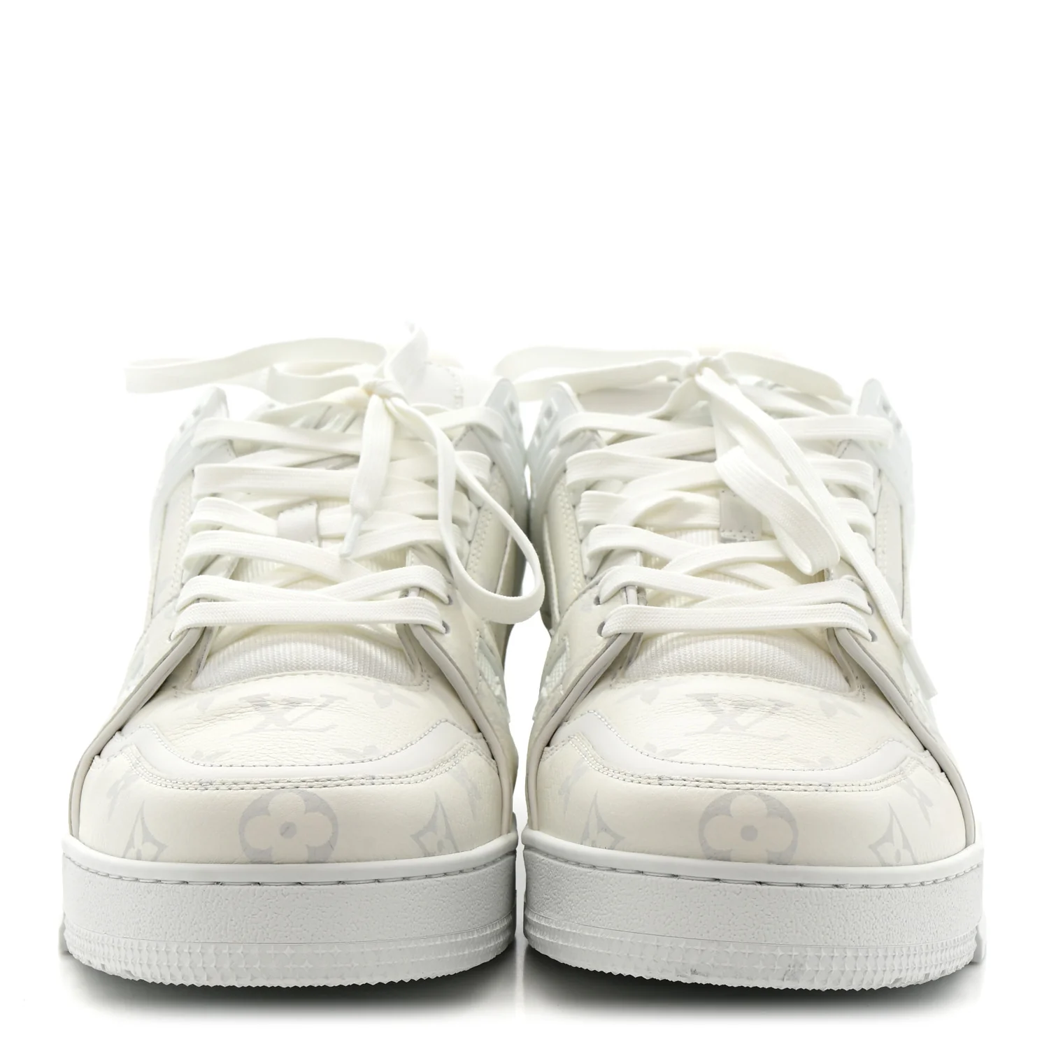 Calfskin Monogram Mens LV Trainer Sneakers 10 White - Image 3