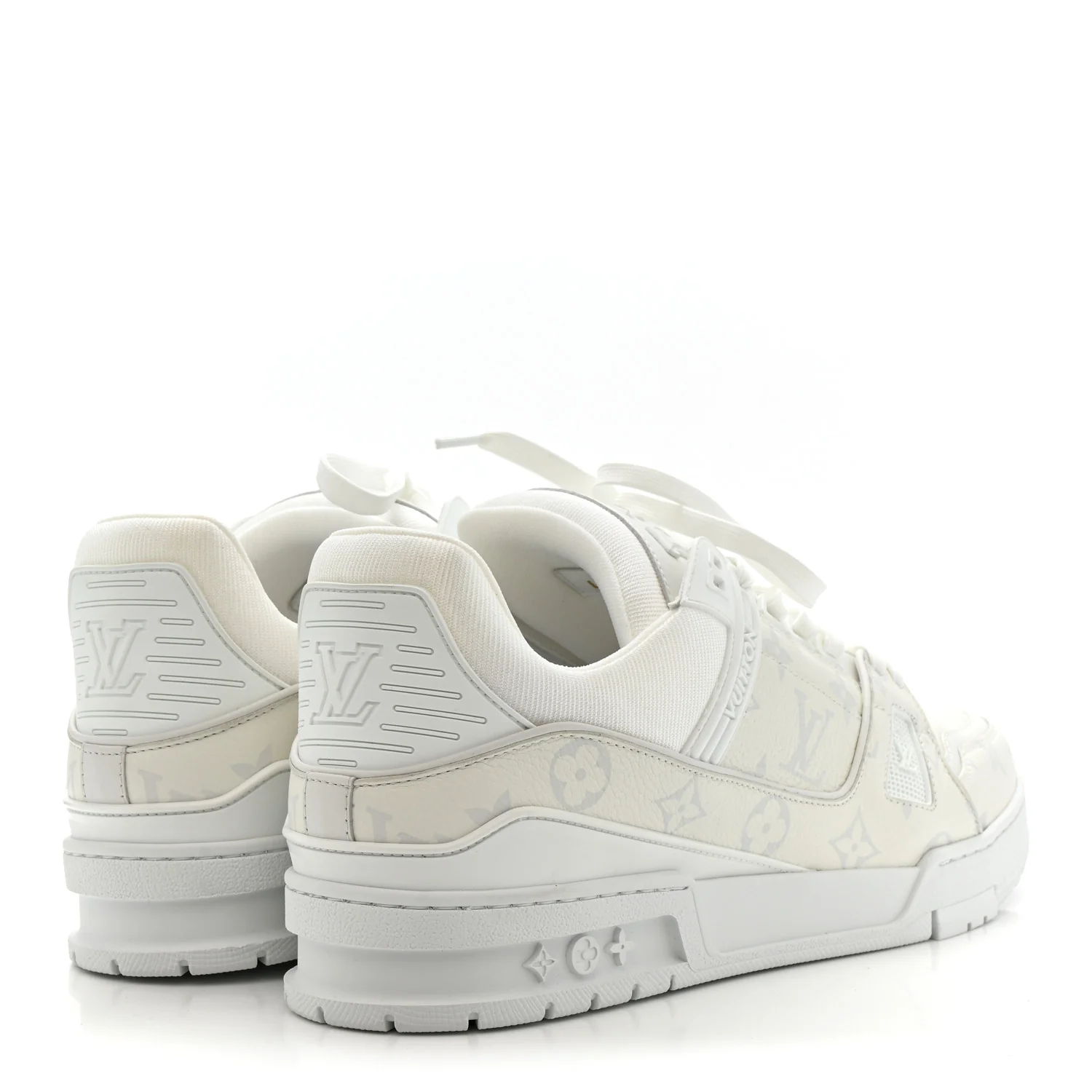 Calfskin Monogram Mens LV Trainer Sneakers 10 White - Image 5
