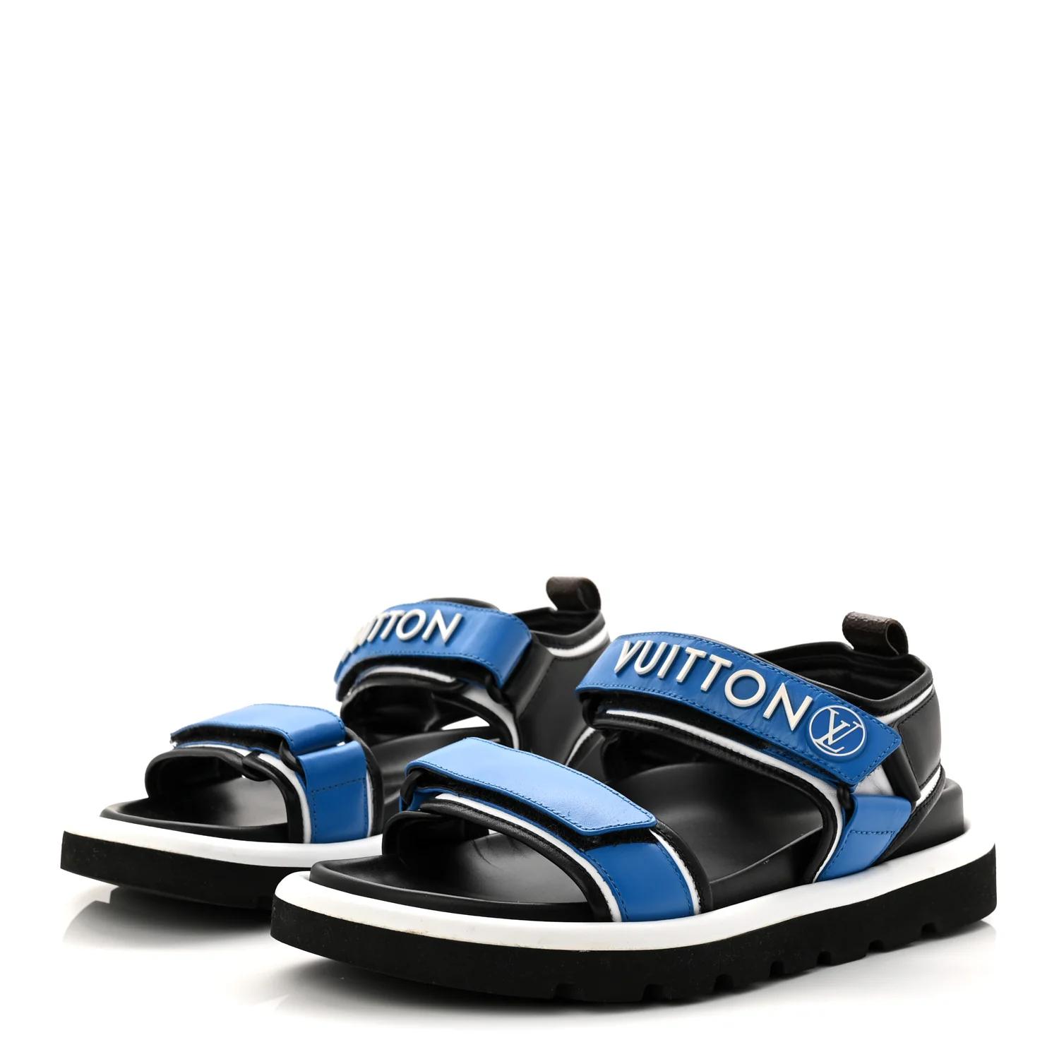 Calfskin Monogram Pool Pillow Flat Comfort Sandals 38 Blue - Image 4