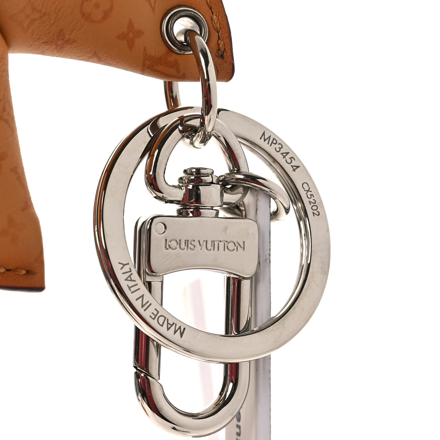 Calfskin Monogram Printed LV Fortune Cookie Bag Charm Key Holder Brown - Image 3