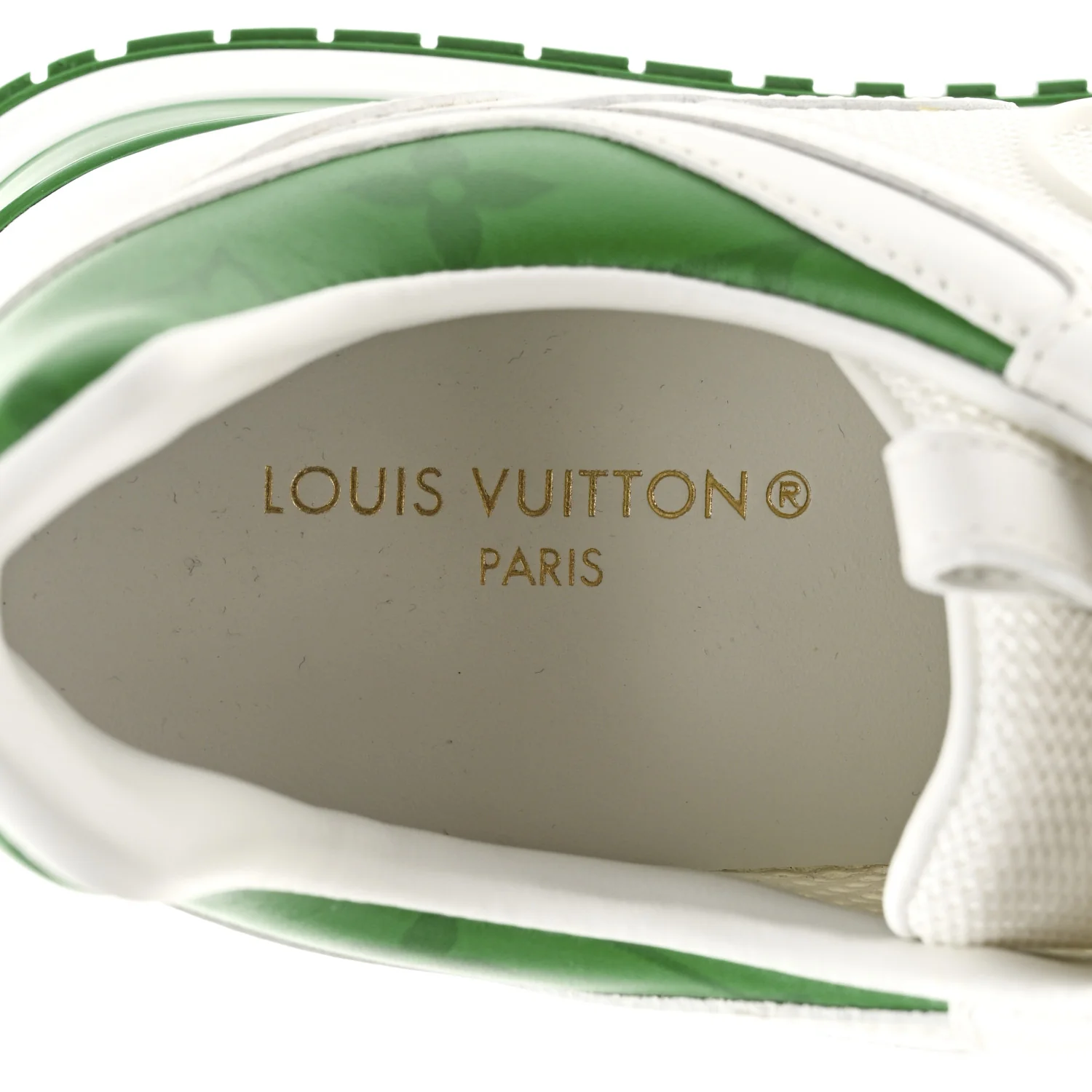 Calfskin Monogram Run Away Sneakers 37 White Green - Image 9