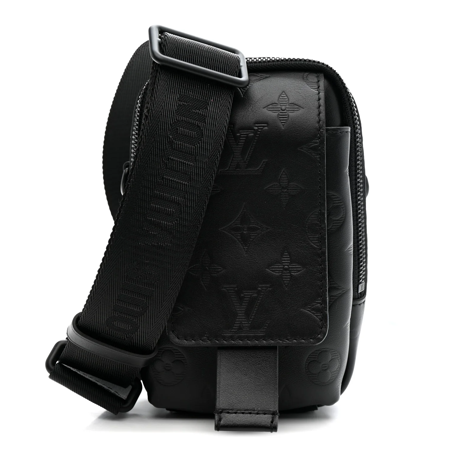Calfskin Monogram Shadow Double Phone Pouch NM Black