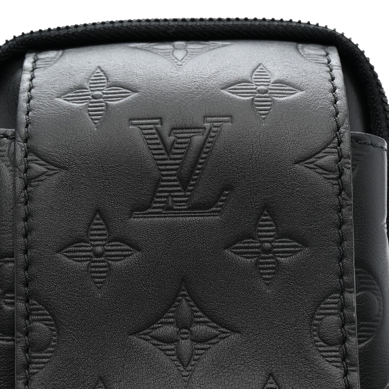 Calfskin Monogram Shadow Double Phone Pouch NM Black - Image 7