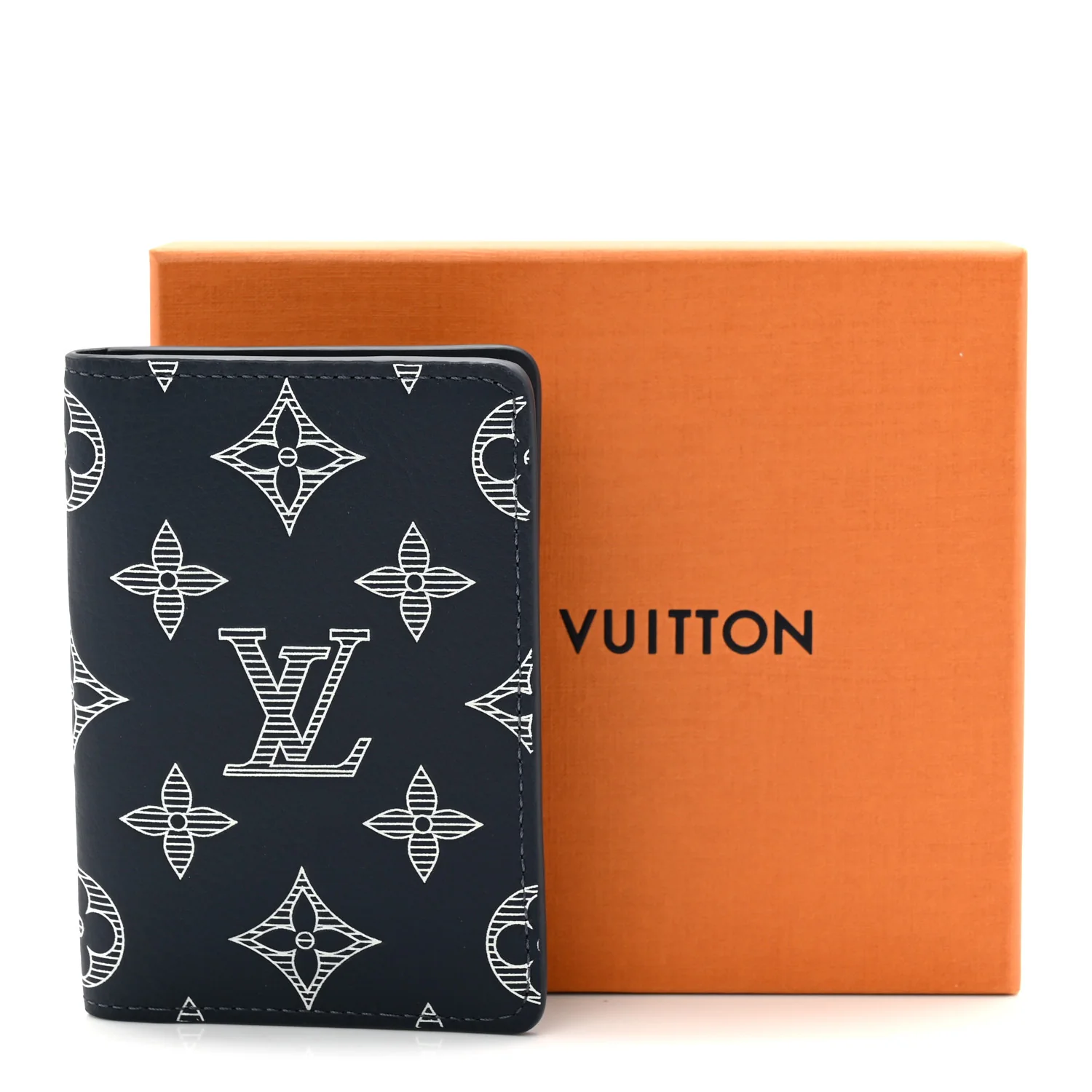 Calfskin Monogram Shadow Pocket Organizer Navy Blue White - Image 7
