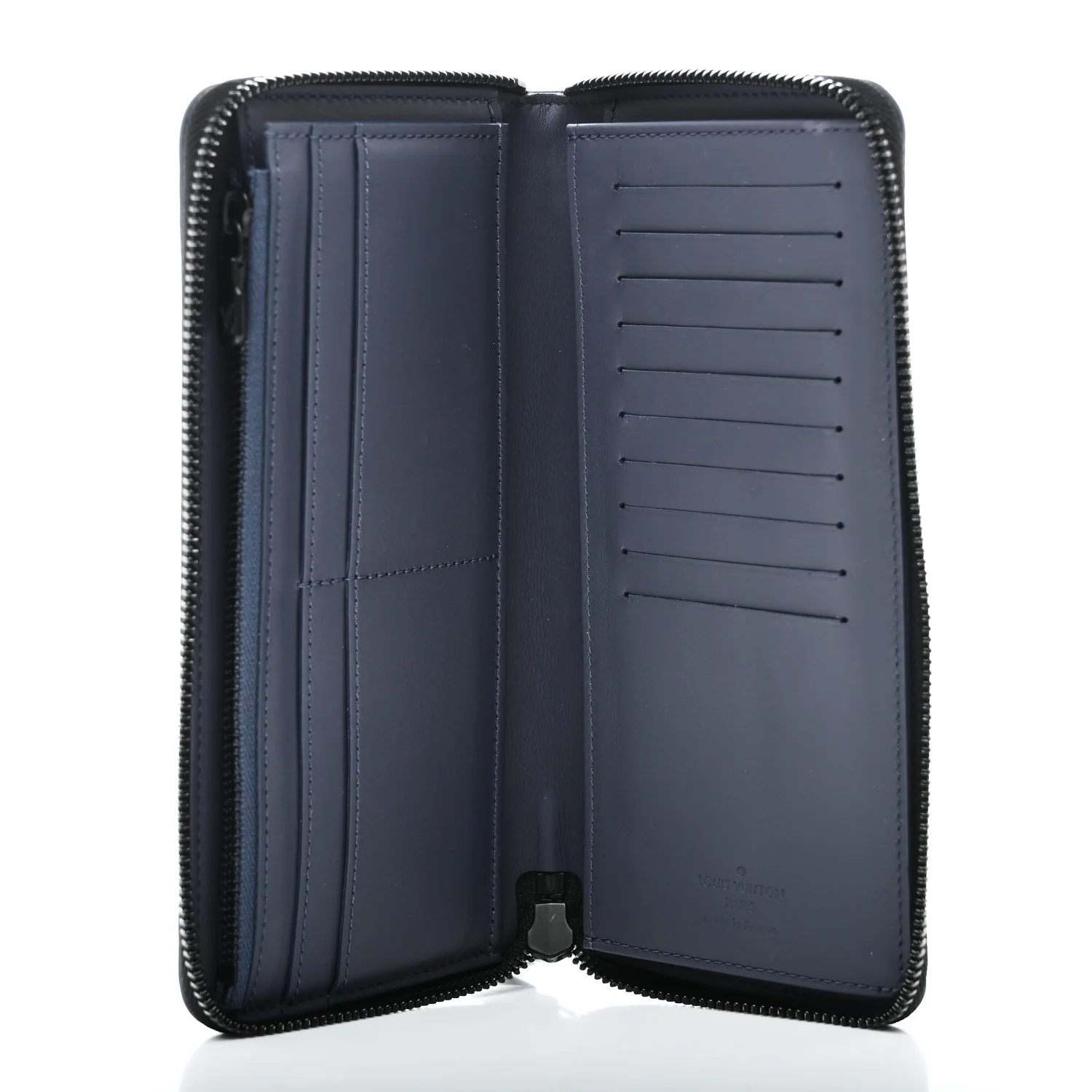 Calfskin Monogram Shadow Vertical Zippy Wallet Blue - Image 5