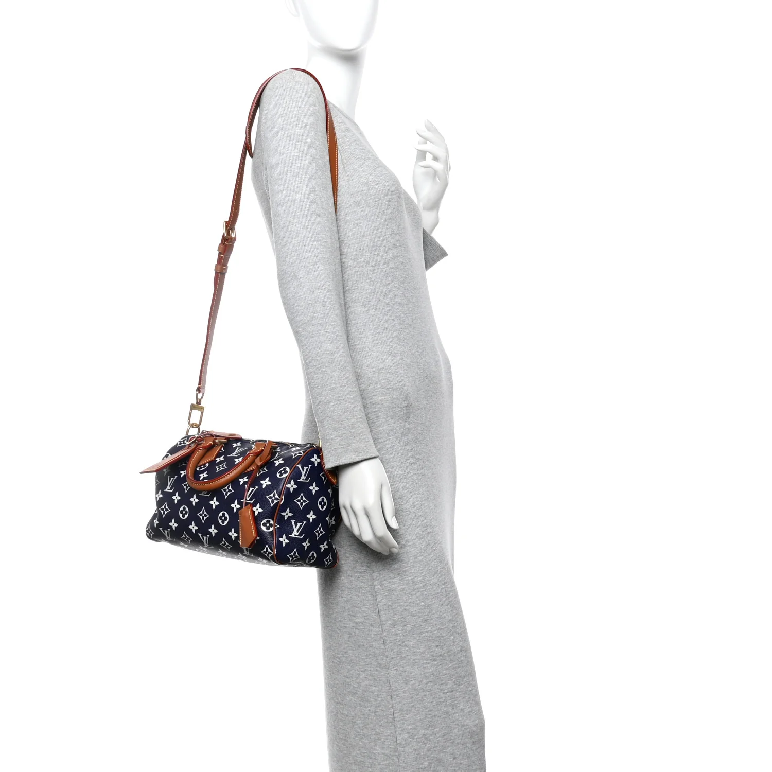 Calfskin Monogram Speedy P9 Bandouliere 25 Indigo - Image 3