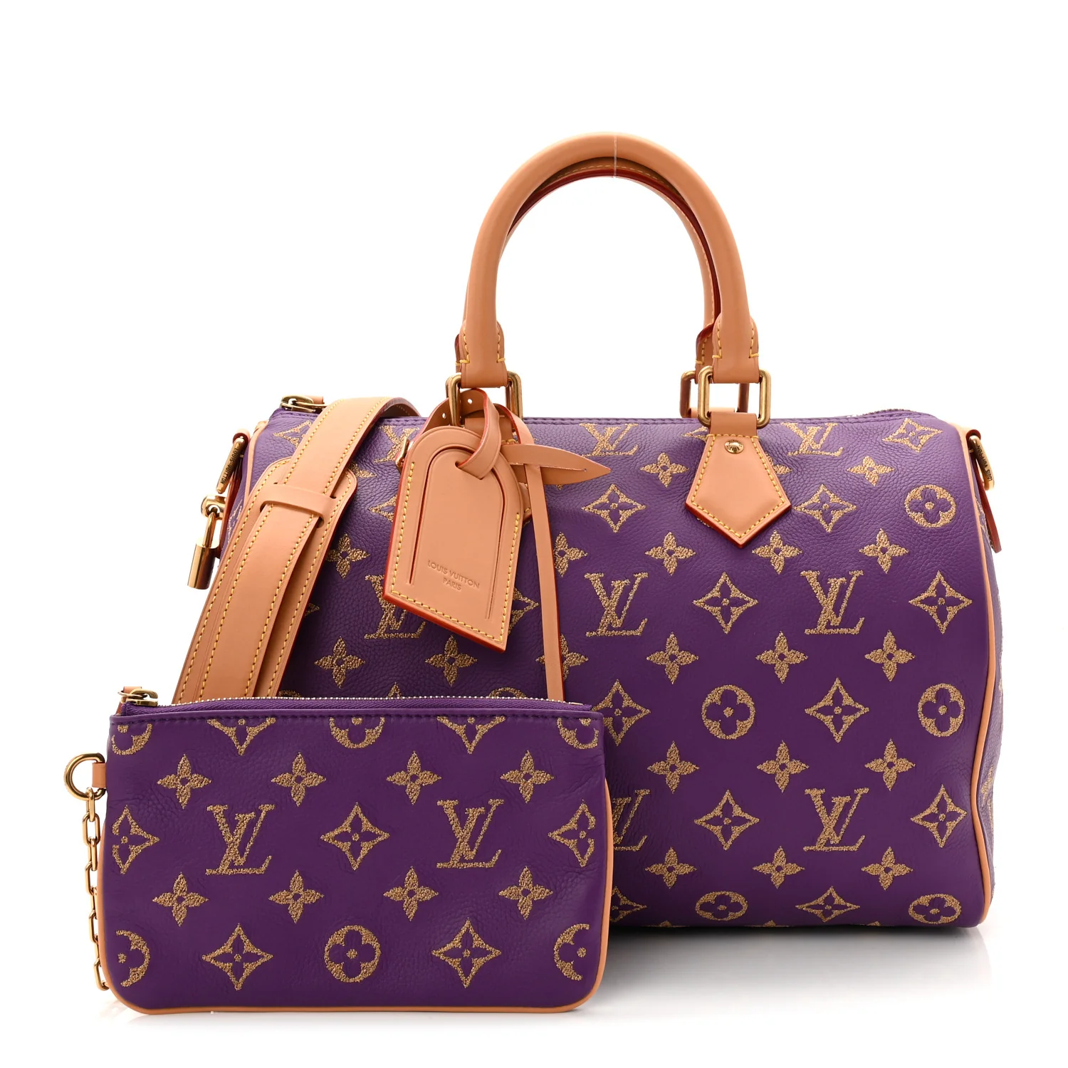 Calfskin Monogram Speedy P9 Bandouliere 30 Golden Lotus Purple - Image 5