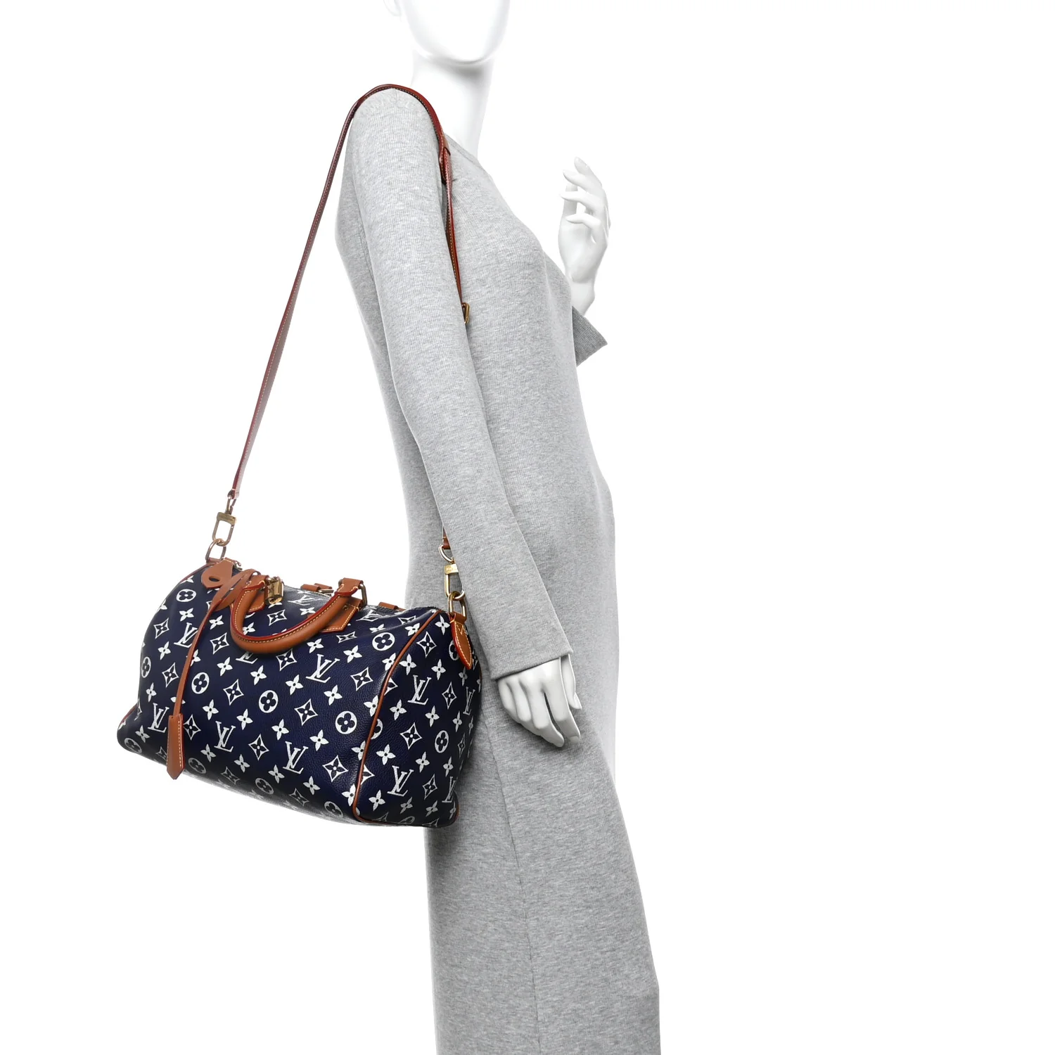 Calfskin Monogram Speedy P9 Bandouliere 30 Indigo - Image 2