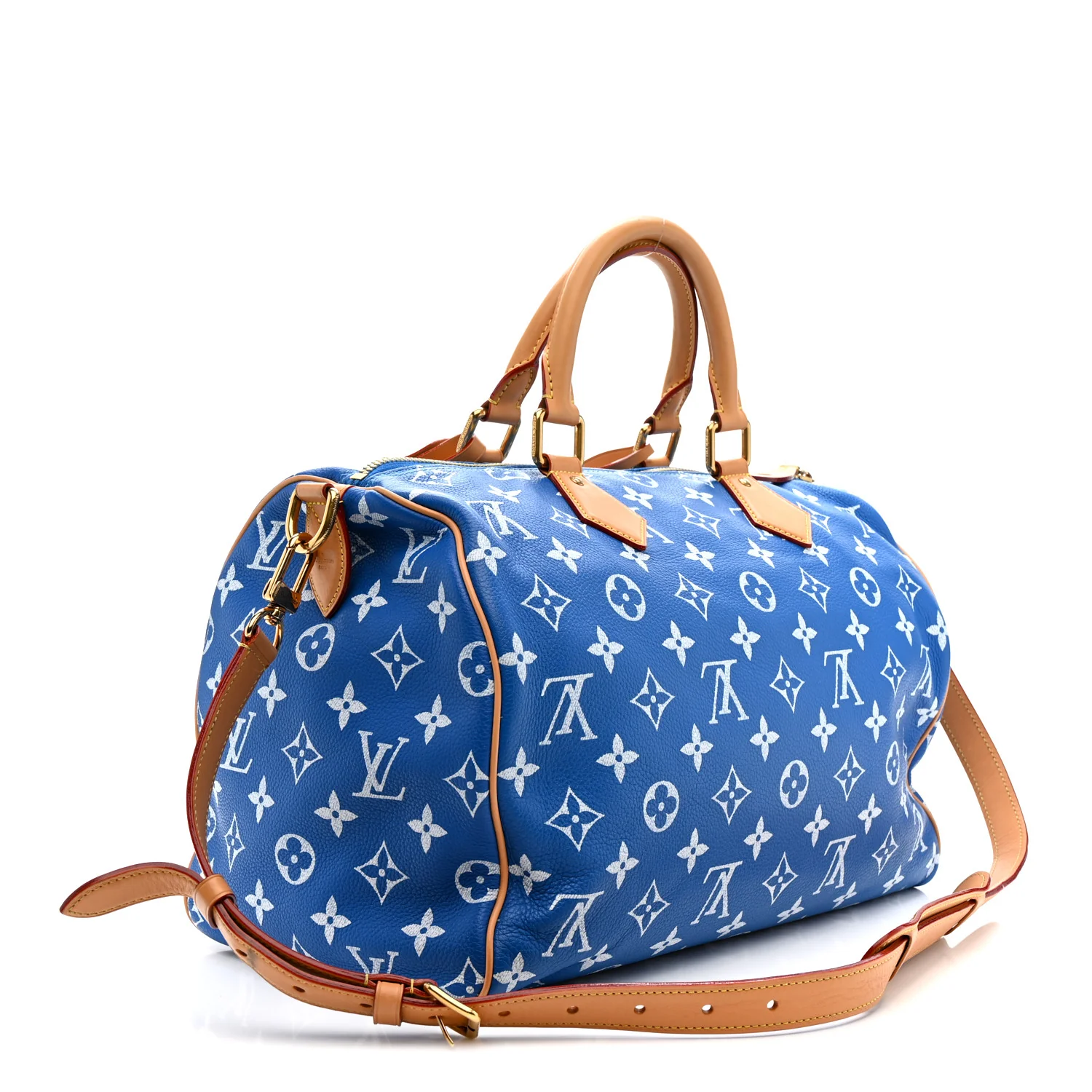 Calfskin Monogram Speedy P9 Bandouliere 40 Blue - Image 4