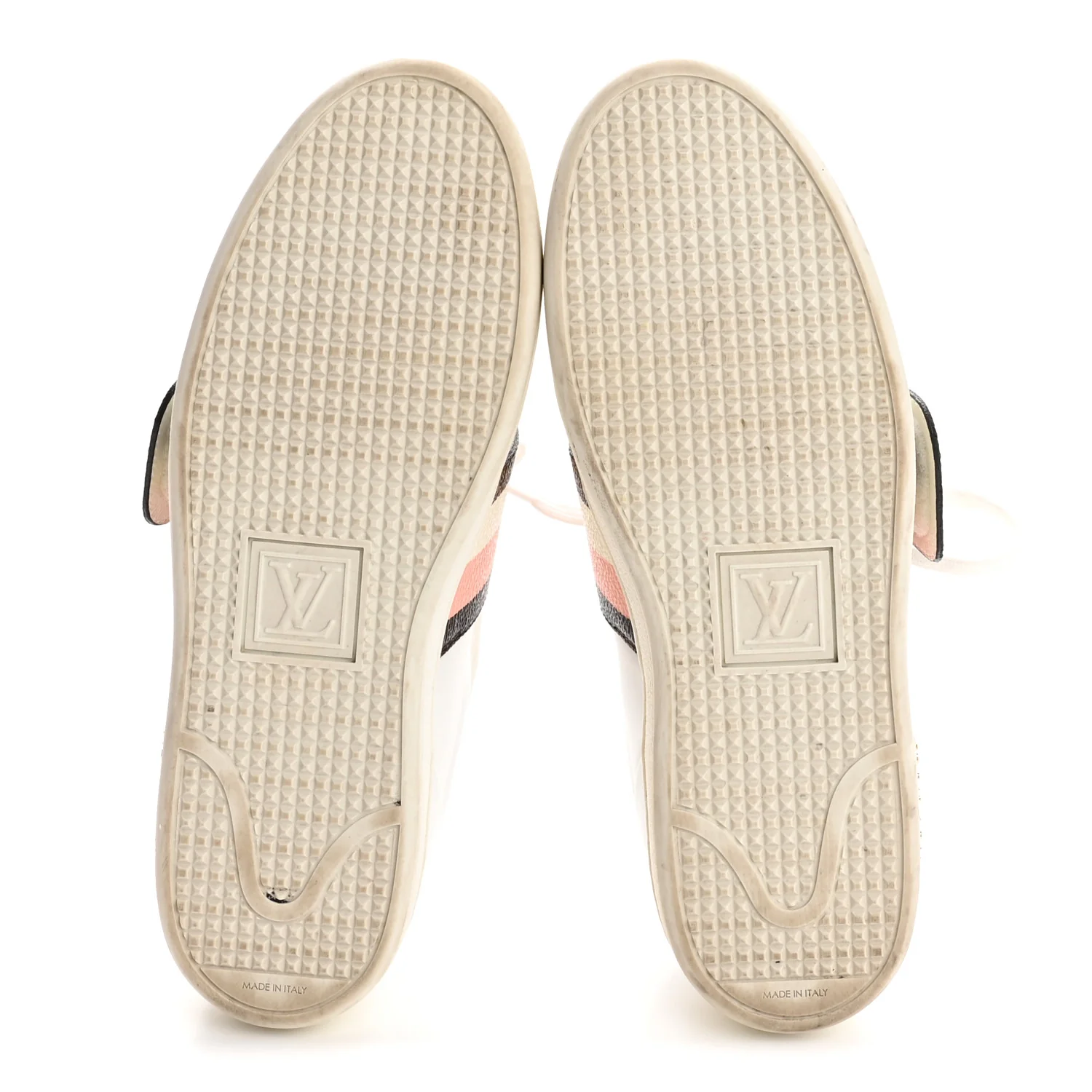 Calfskin Monogram Striped Frontrow Sneakers 38.5 White - Image 6