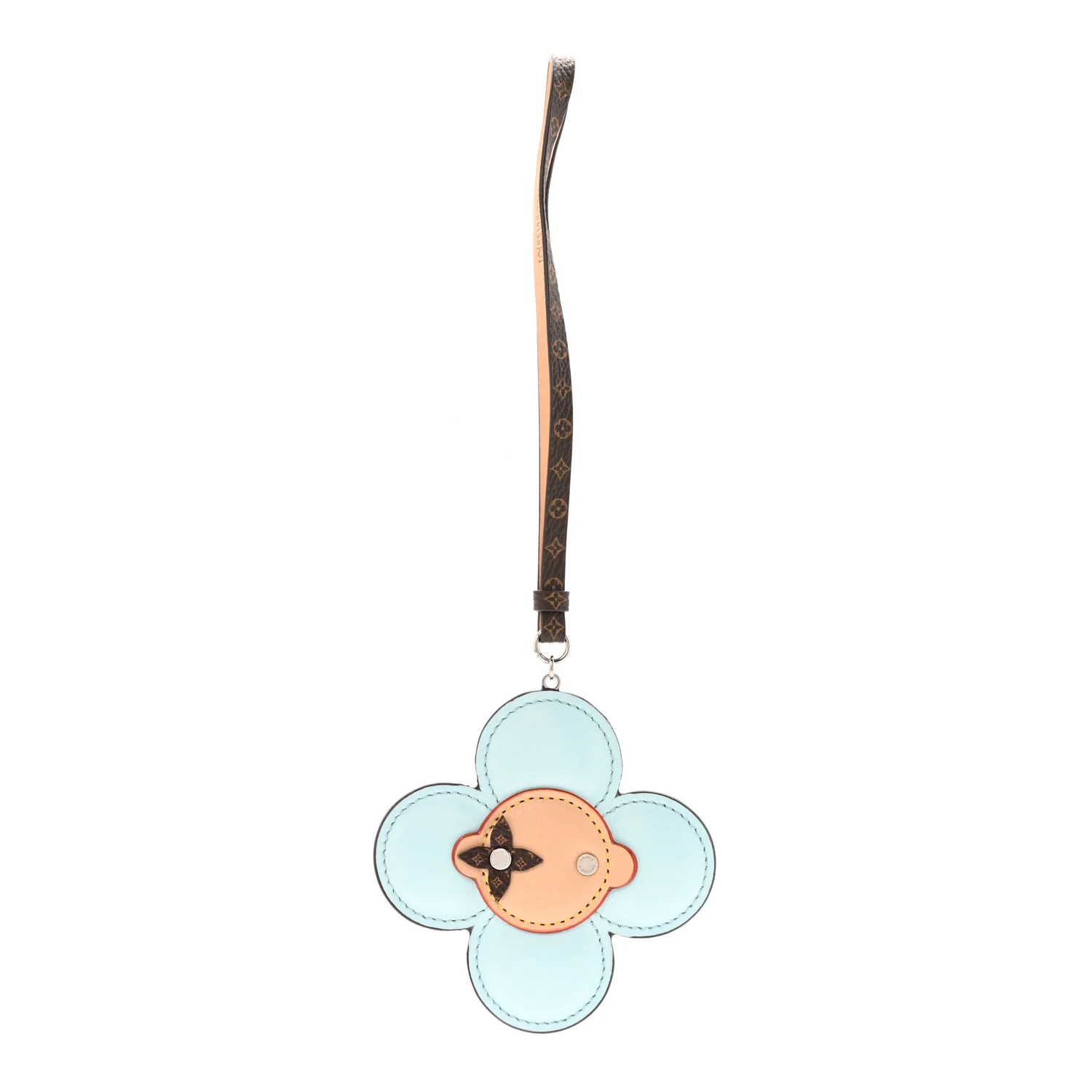 Calfskin Monogram Vivienne Strap Bag Charm Light Blue