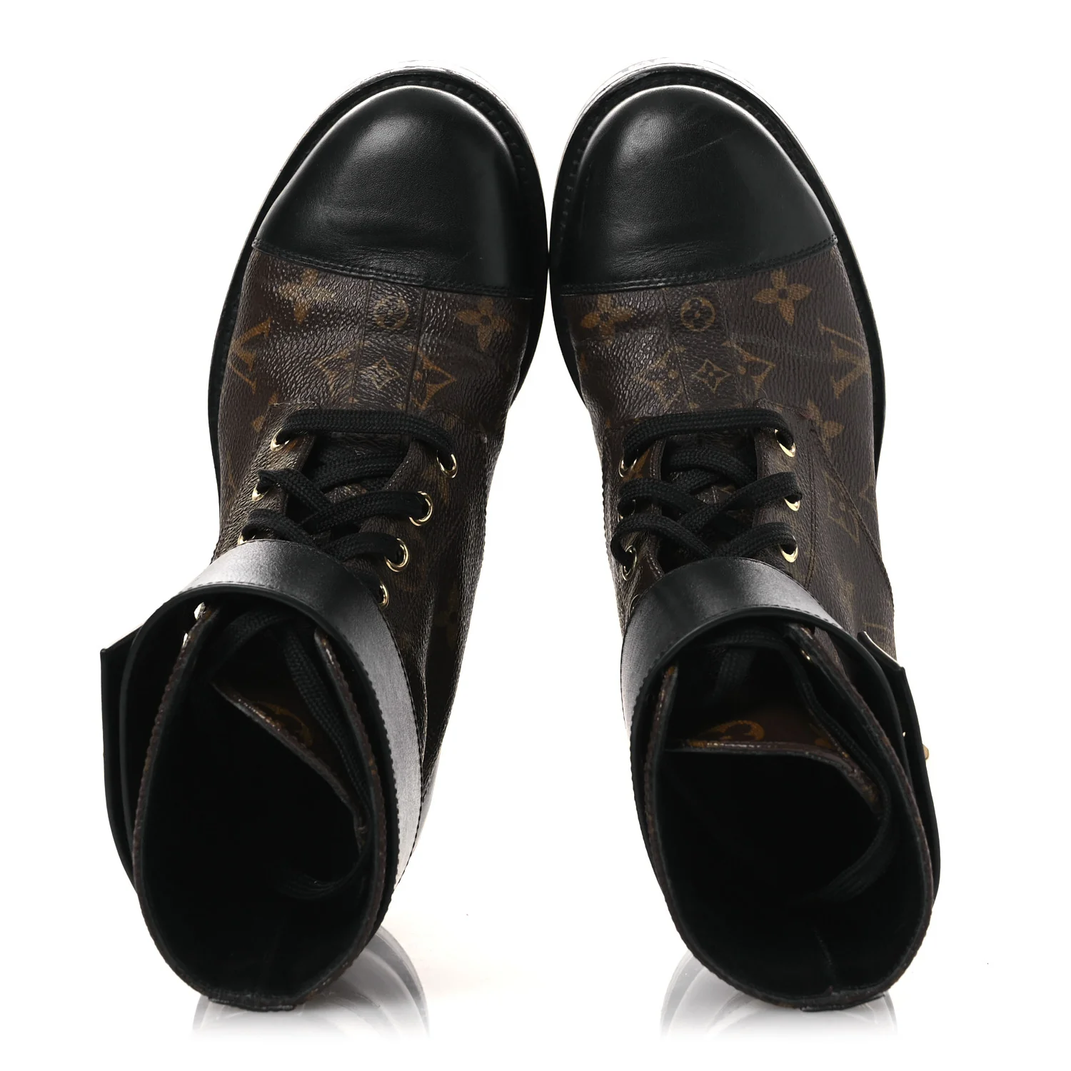Calfskin Monogram Wonderland Flat Ranger Boots 36.5 Black - Image 2