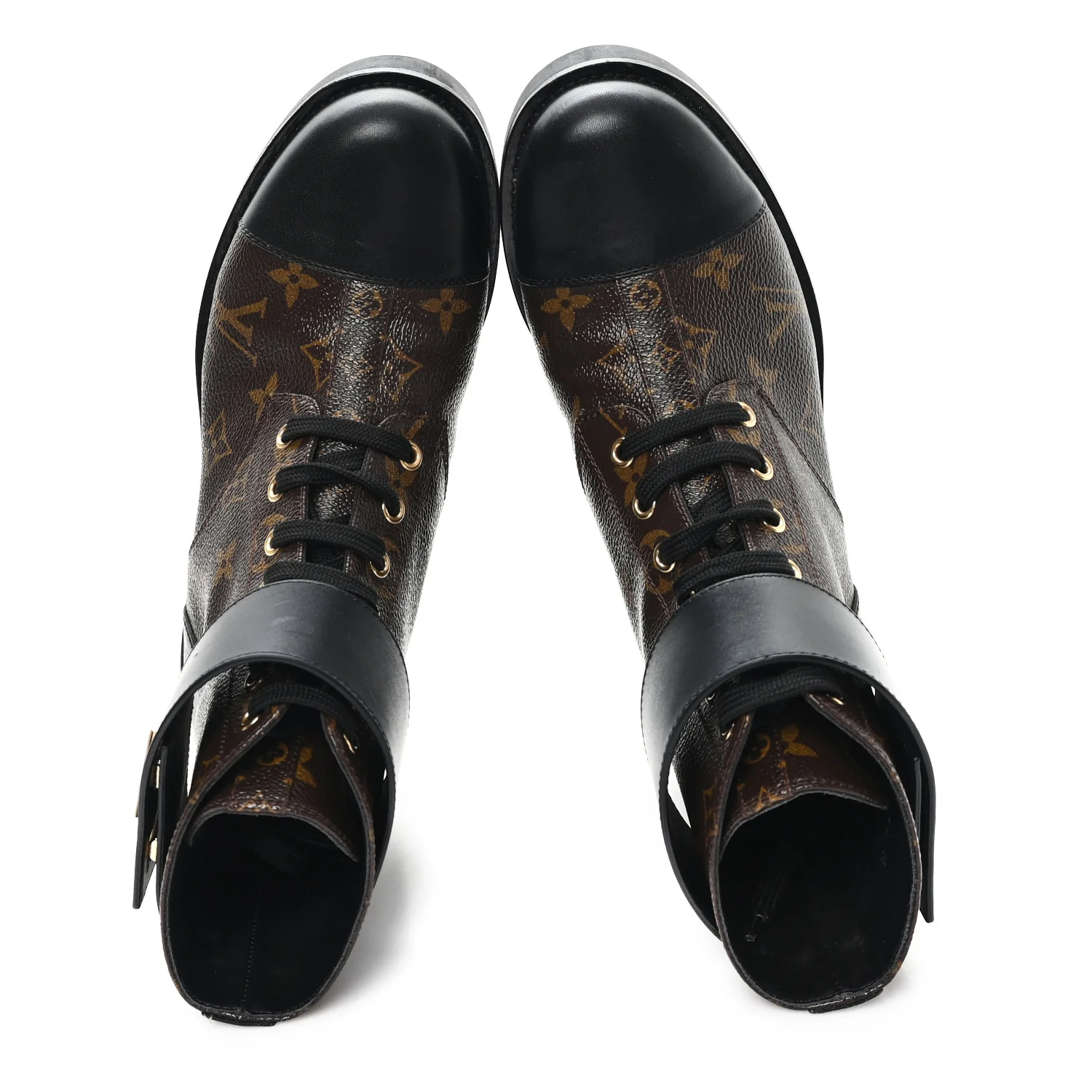 Calfskin Monogram Wonderland Flat Ranger Boots 38 Black - Image 2