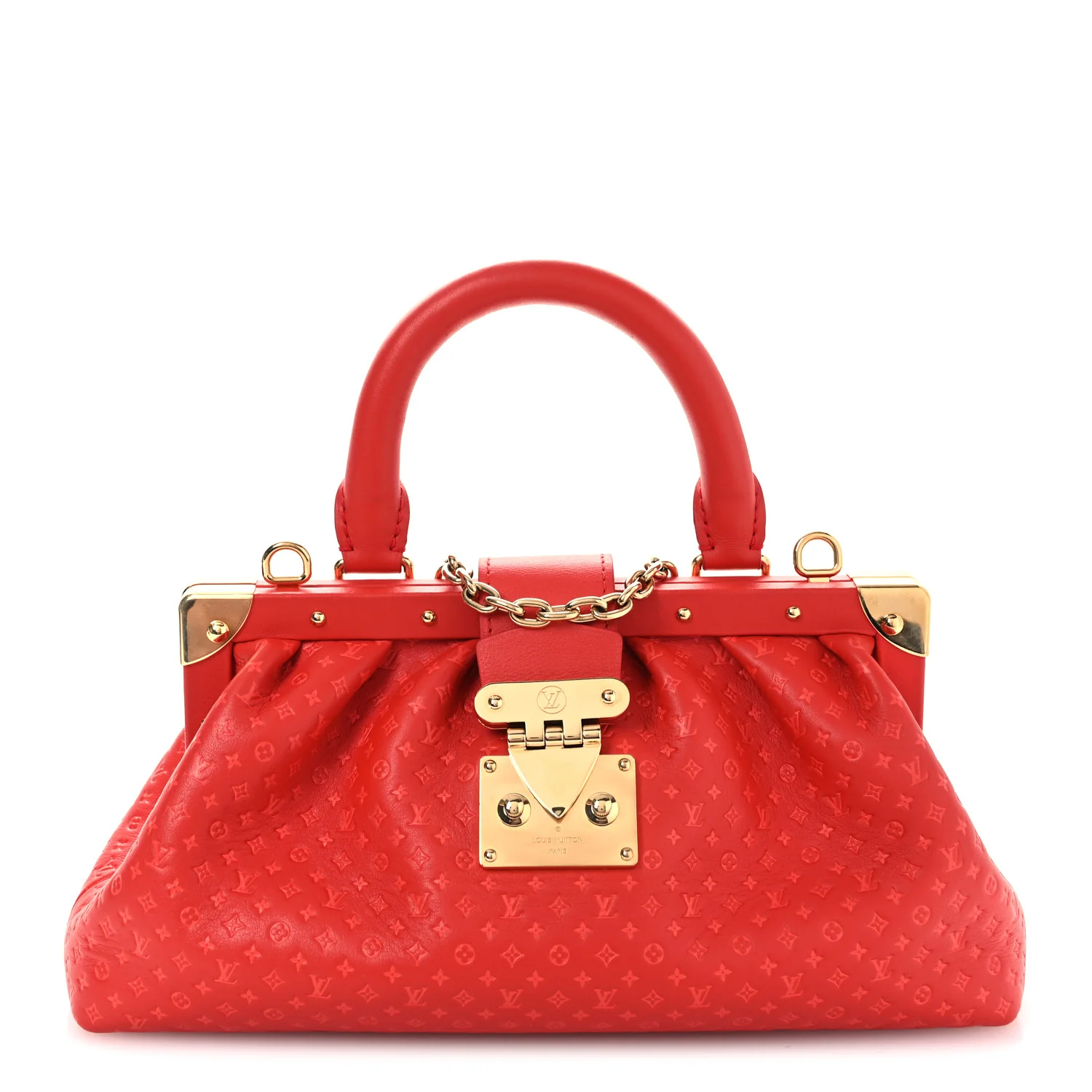 Calfskin Nanogram Embossed Clutch Red