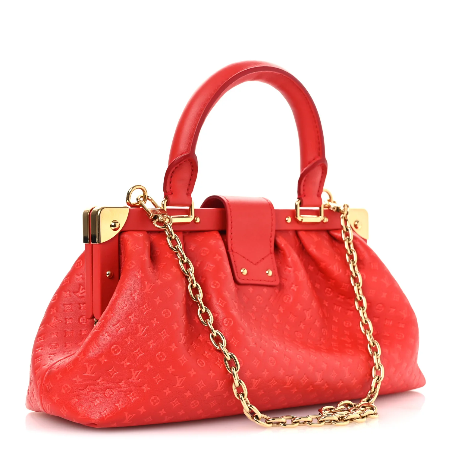 Calfskin Nanogram Embossed Clutch Red - Image 3