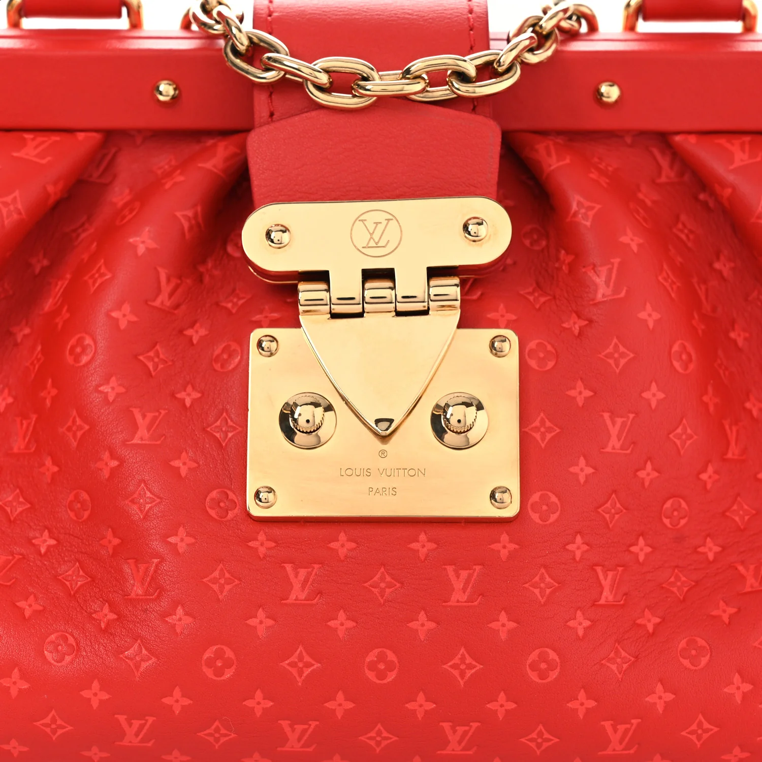 Calfskin Nanogram Embossed Clutch Red - Image 8