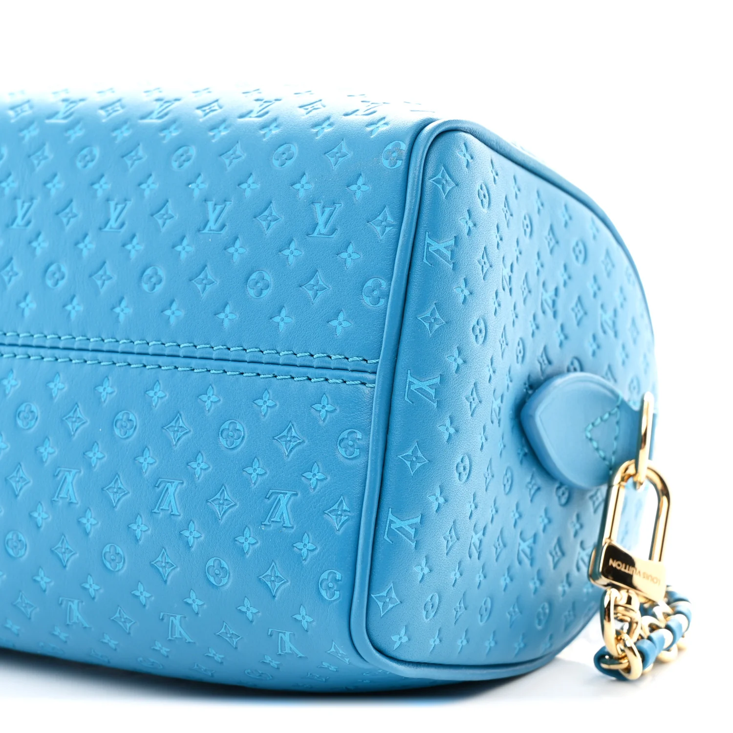 Calfskin Nanogram Embossed Speedy Bandouliere 20 Blue - Image 9