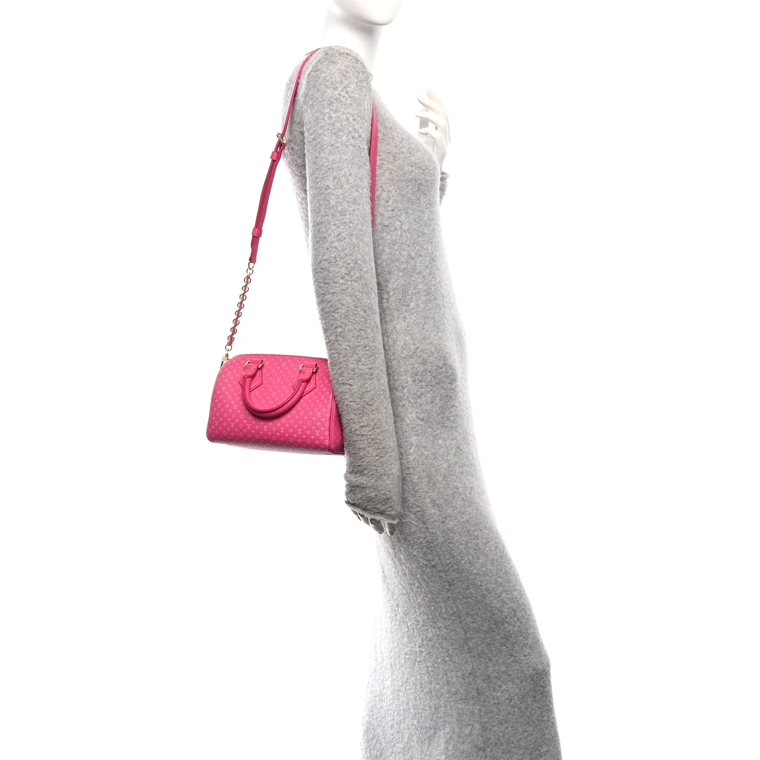 Calfskin Nanogram Embossed Speedy Bandouliere 20 Rose - Image 2