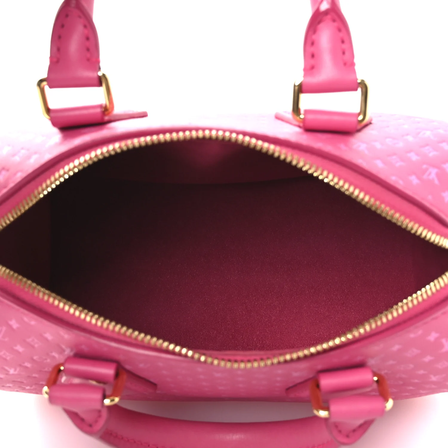 Calfskin Nanogram Embossed Speedy Bandouliere 20 Rose - Image 5