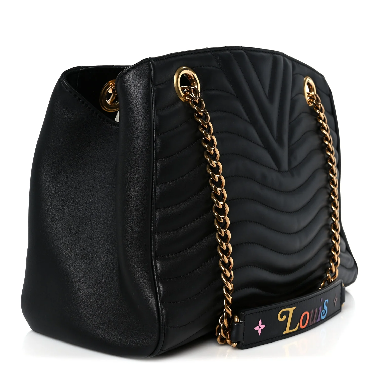 Calfskin New Wave Chain Tote Black - Image 3