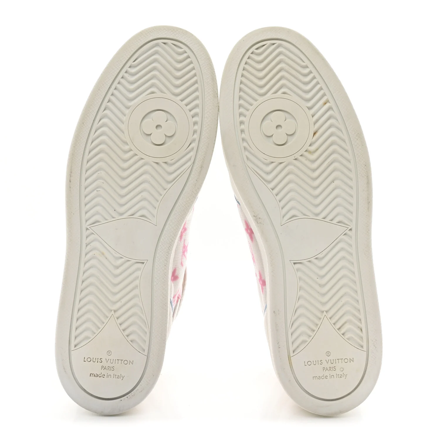 Calfskin Nylon Mesh Monogram Womens Boombox High Top Sneakers 37 Bleu Rose - Image 6