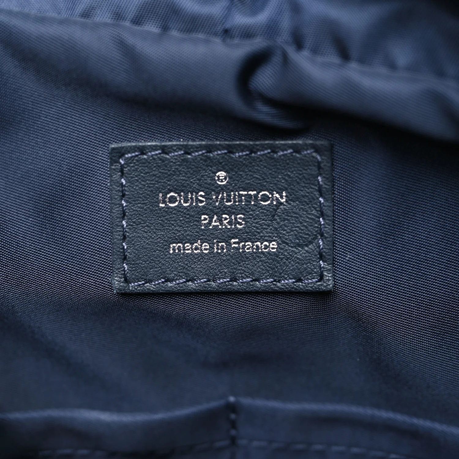 Calfskin Nylon V Line Pulse Backpack Navy - Image 6