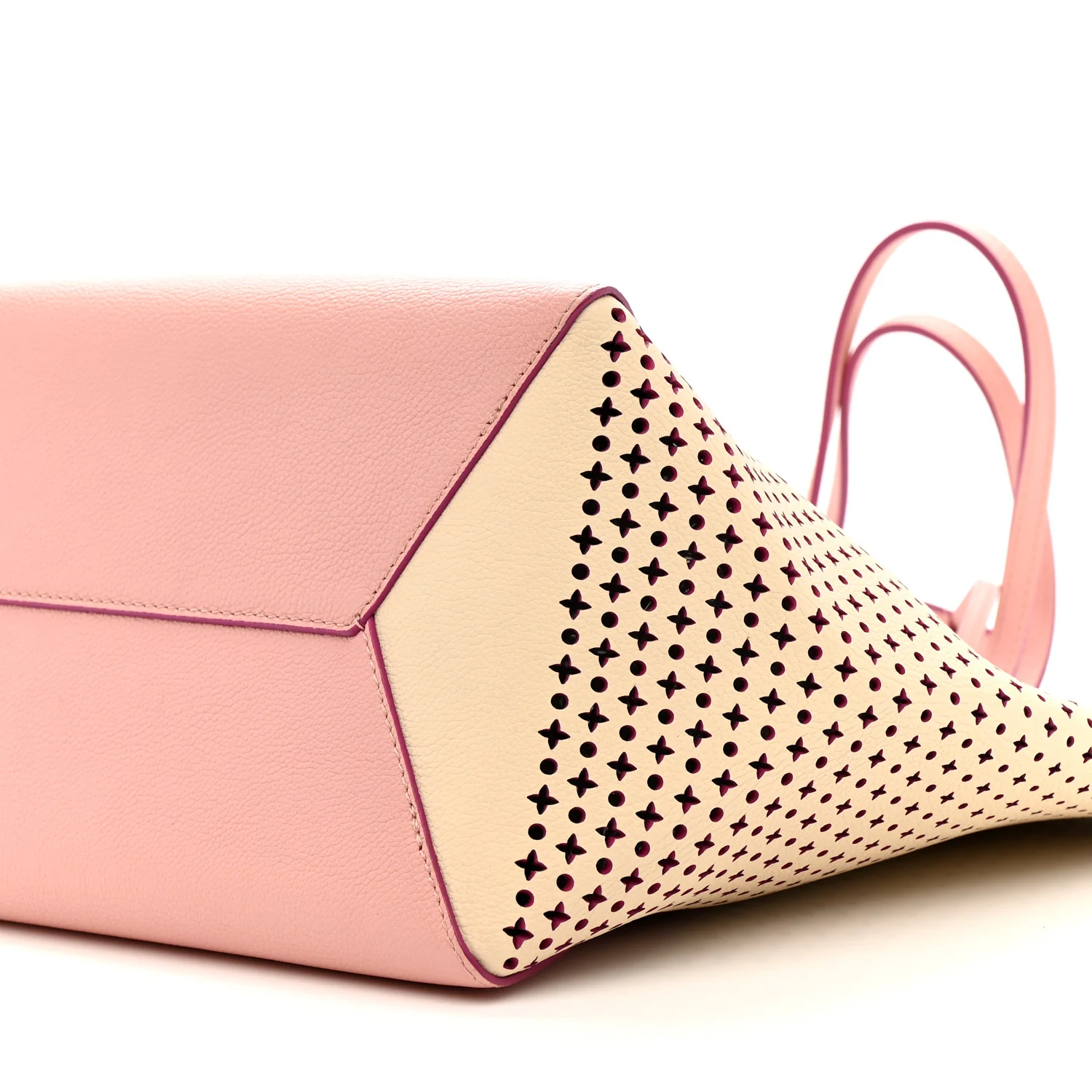 Calfskin Perforated Lockme Cabas Rose Poudre Creme - Image 10