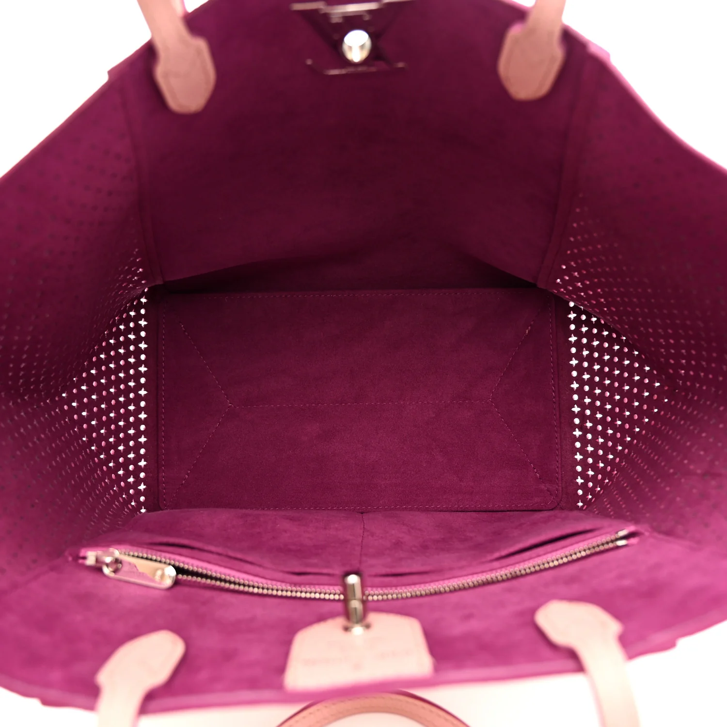 Calfskin Perforated Lockme Cabas Rose Poudre Creme - Image 5