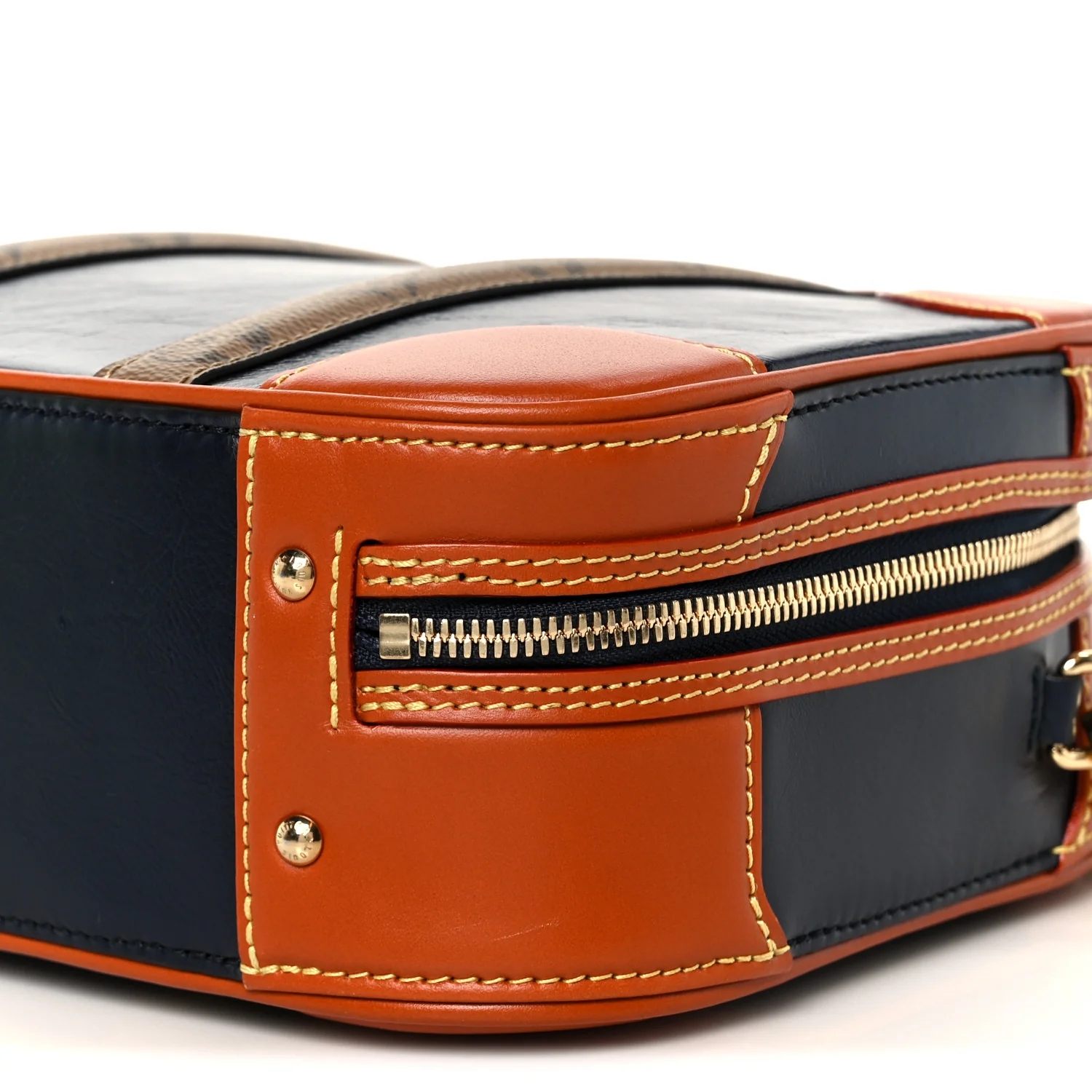 Calfskin Reverse Monogram Valisette PM Navy Caramel - Image 10