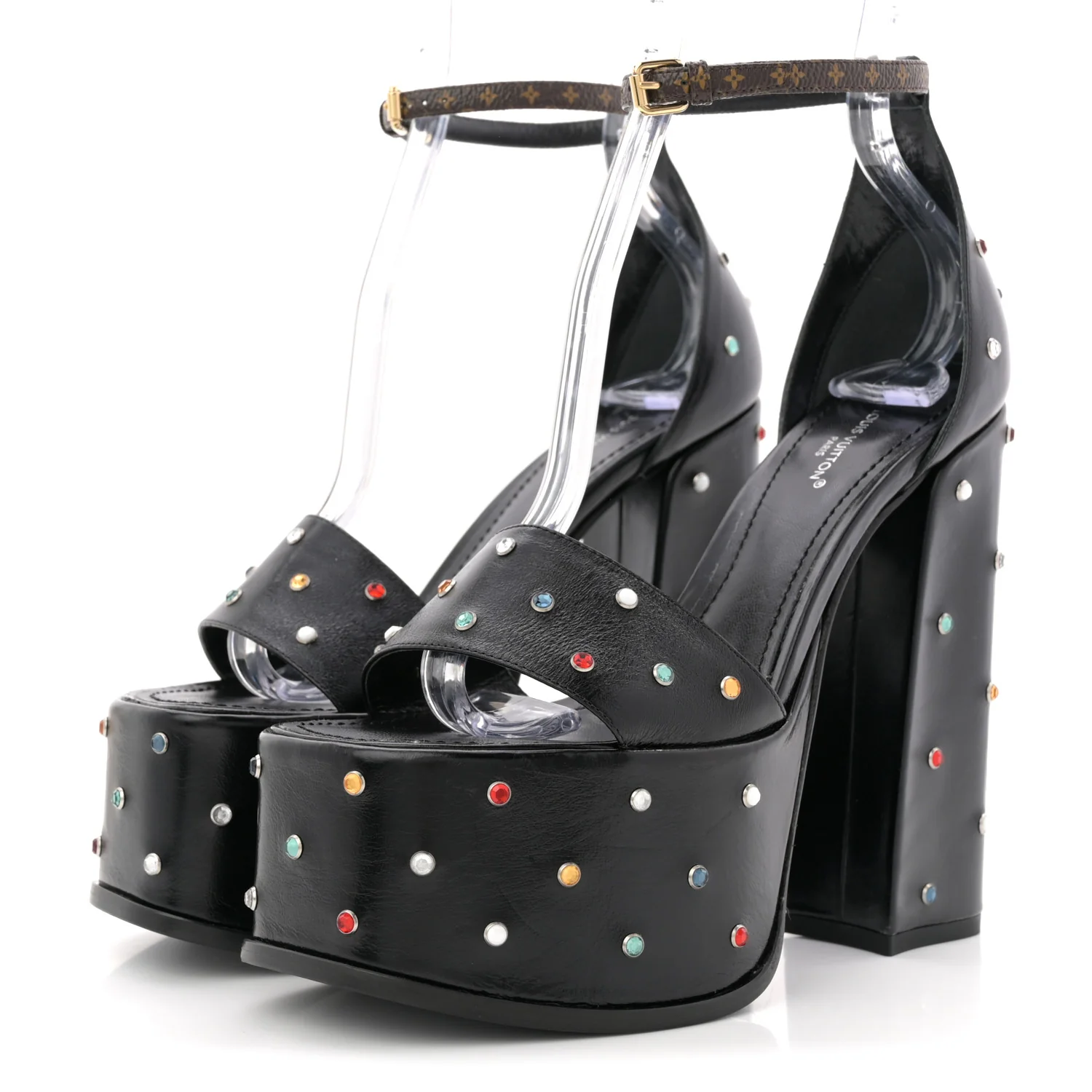 Calfskin Studded Fame Platform Sandals 37 Black - Image 4