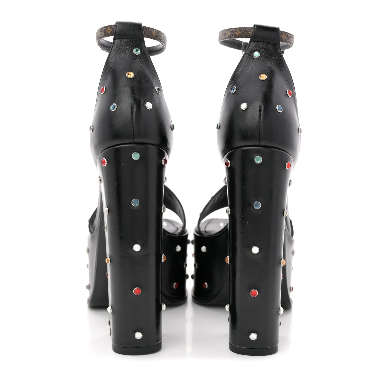 Calfskin Studded Fame Platform Sandals 37 Black - Image 6