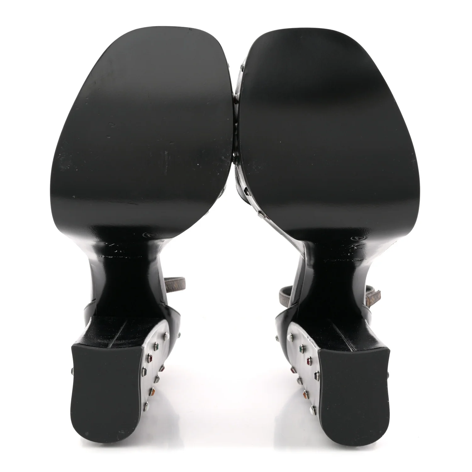 Calfskin Studded Fame Platform Sandals 37 Black - Image 7