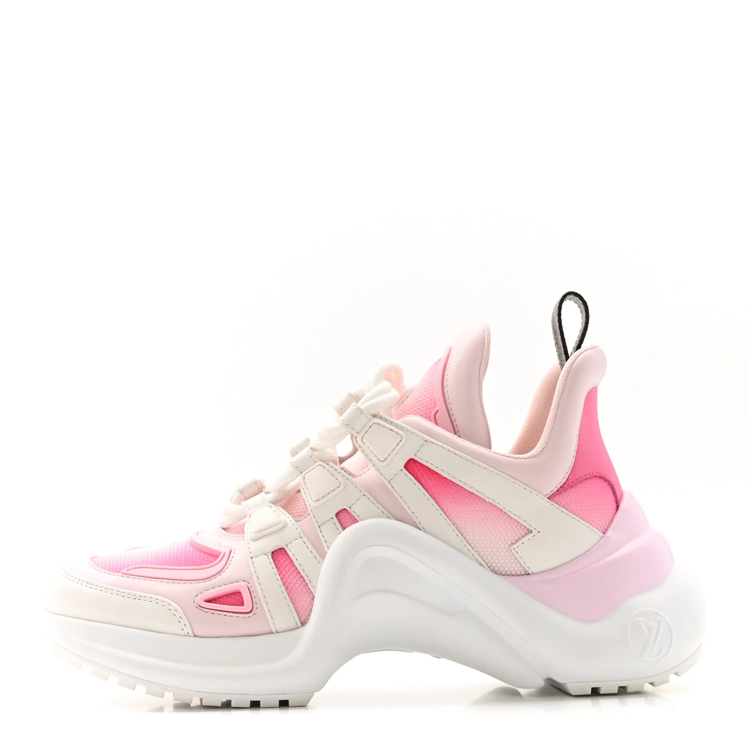 Calfskin Technical Nylon LV Archlight Sneakers 37 White Pink