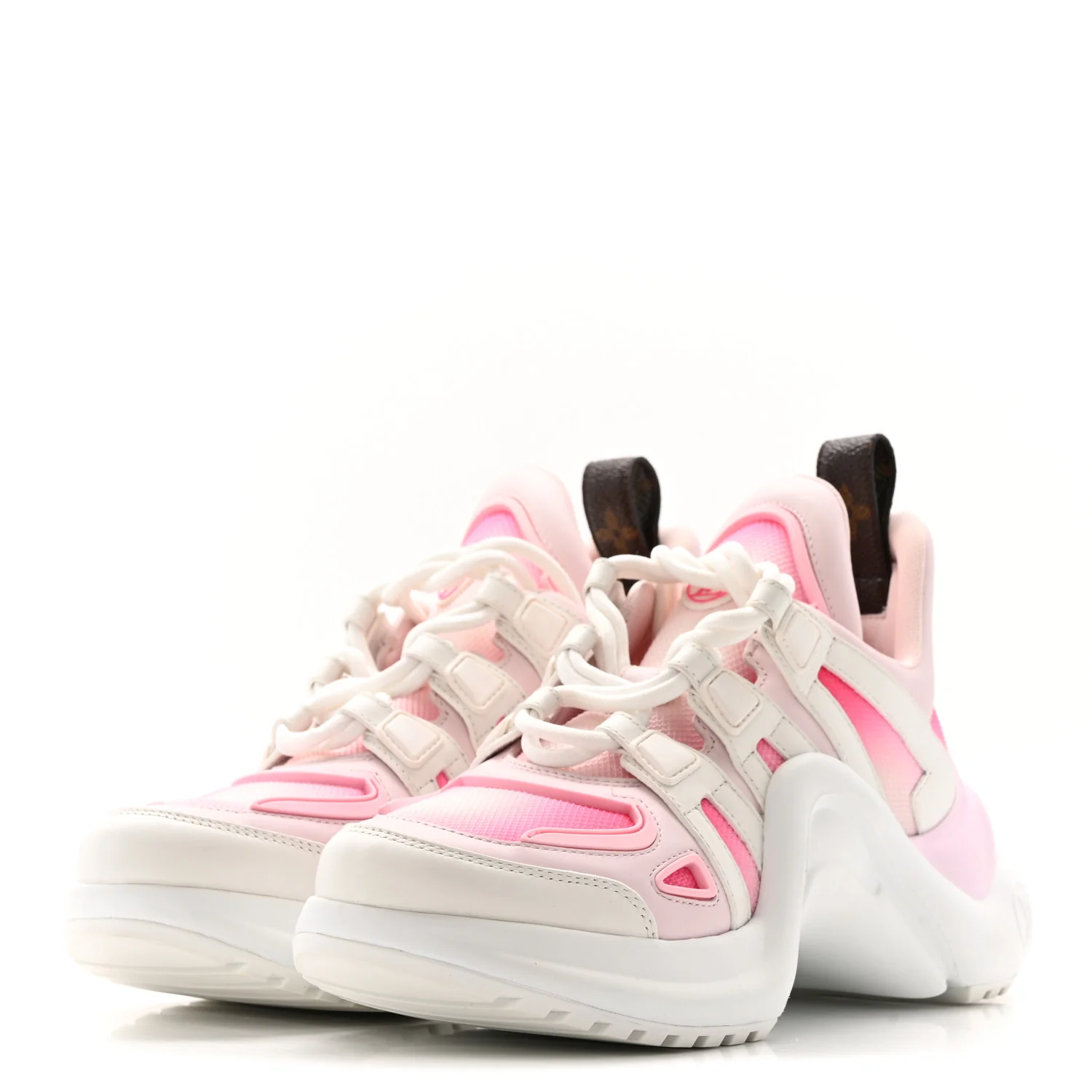 Calfskin Technical Nylon LV Archlight Sneakers 37 White Pink - Image 4