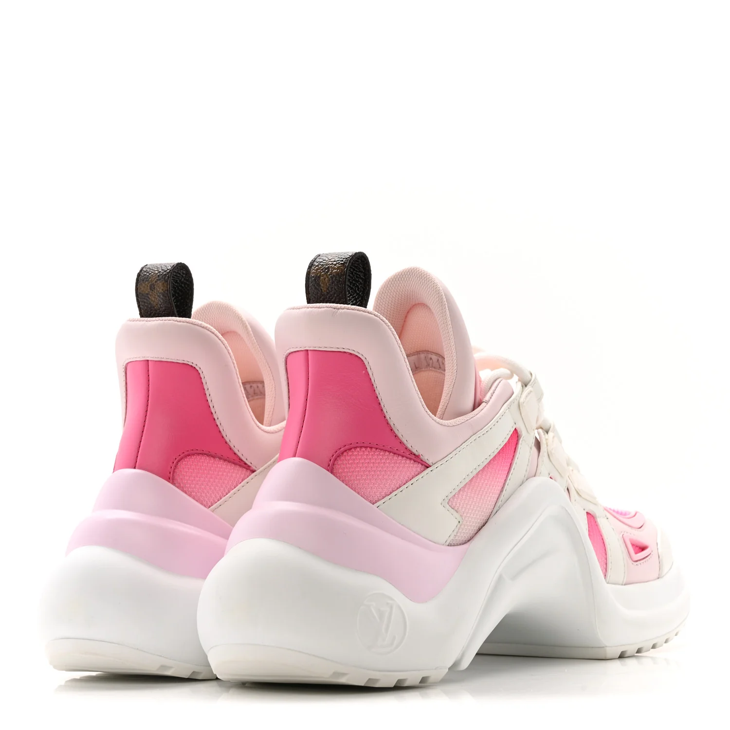Calfskin Technical Nylon LV Archlight Sneakers 37 White Pink - Image 5
