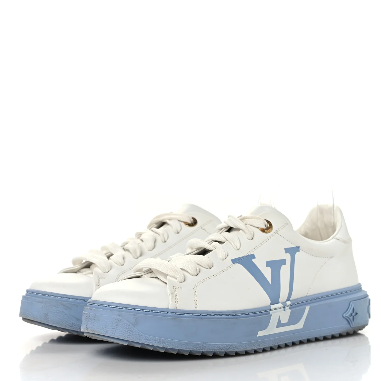 Calfskin Time Out LV Sneakers 40 Blue - Image 4