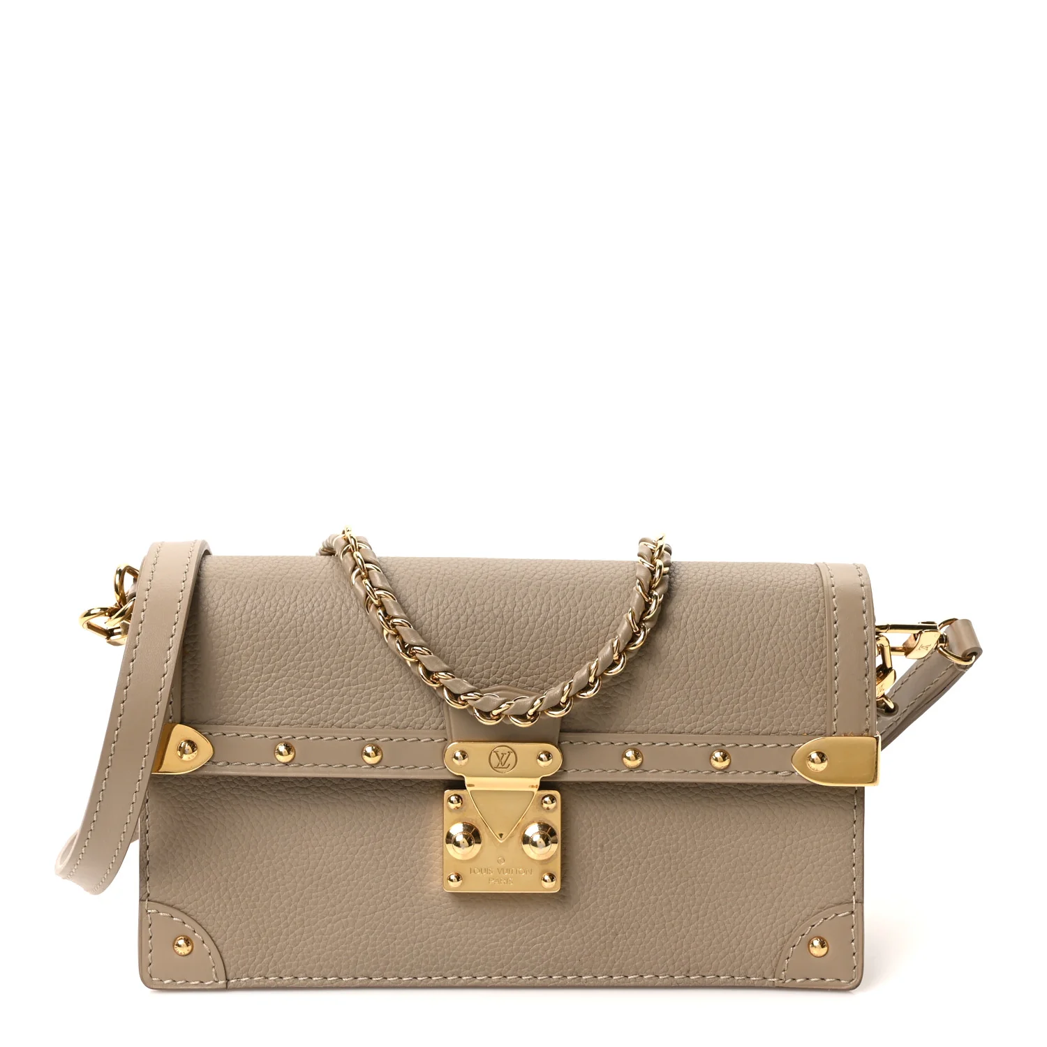 Calfskin Trunk Chain Wallet Taupe