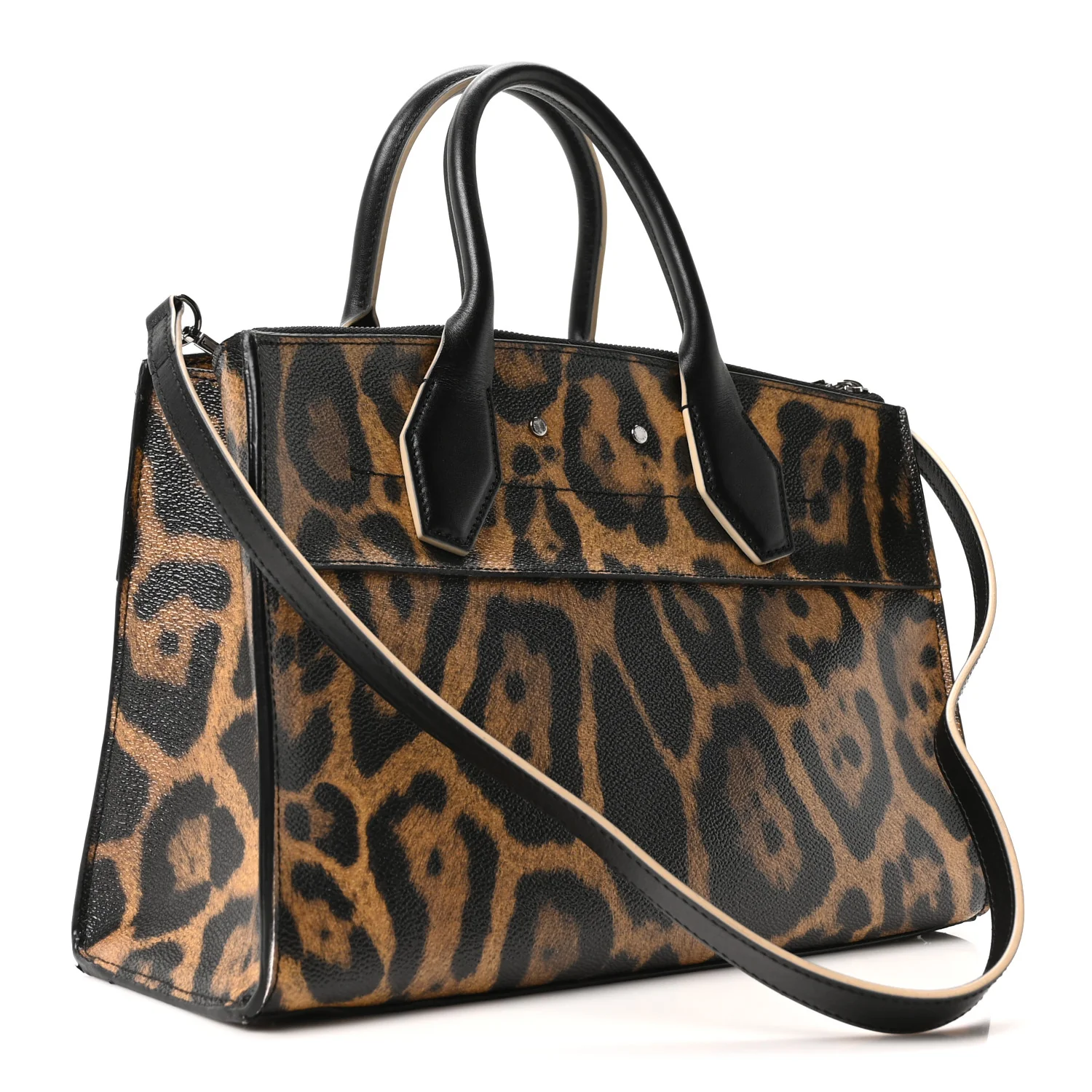 Canvas Calfskin Wild Animal Print City Steamer EW Marron - Image 3