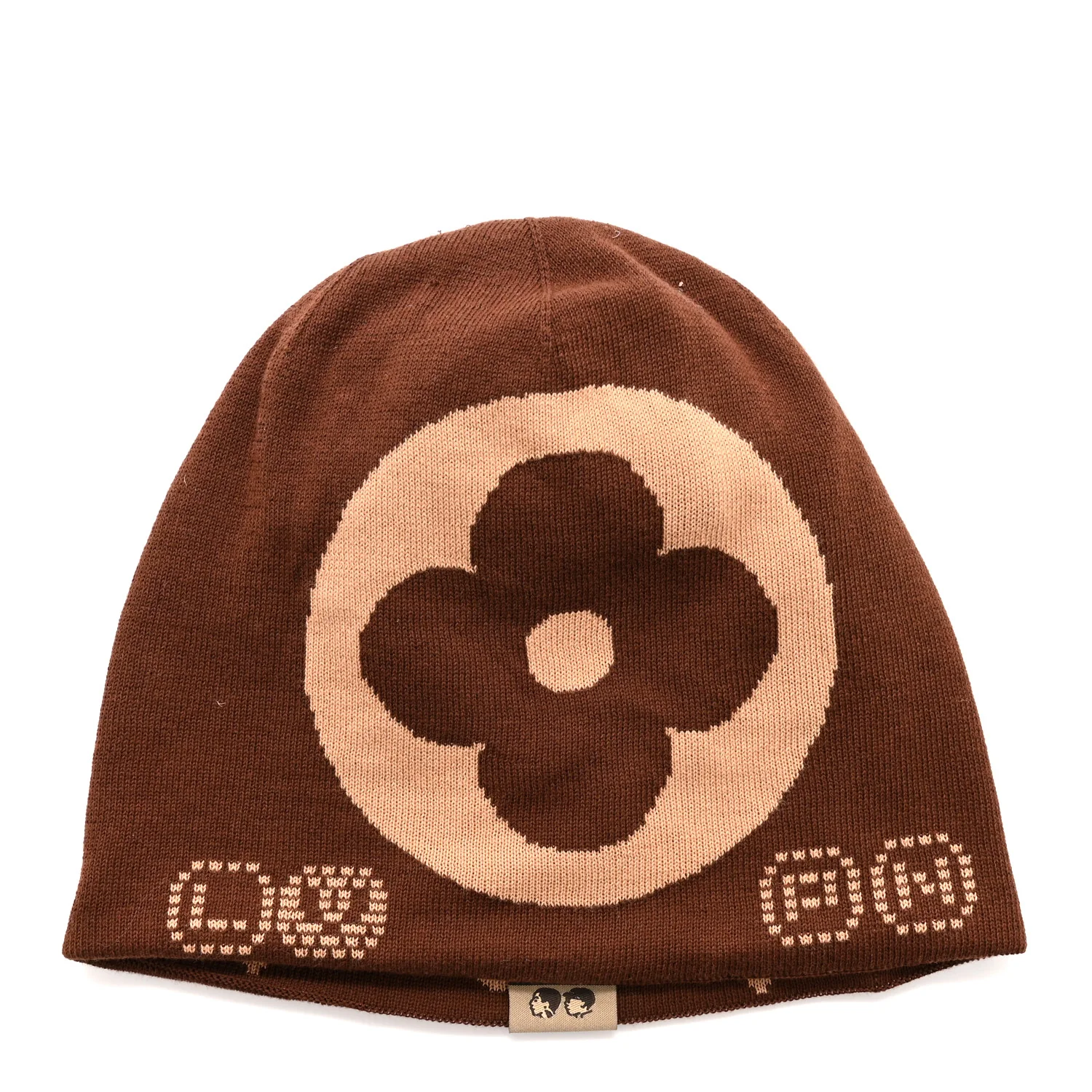 Cotton LV Fit Monogram Reversible Beanie Brown