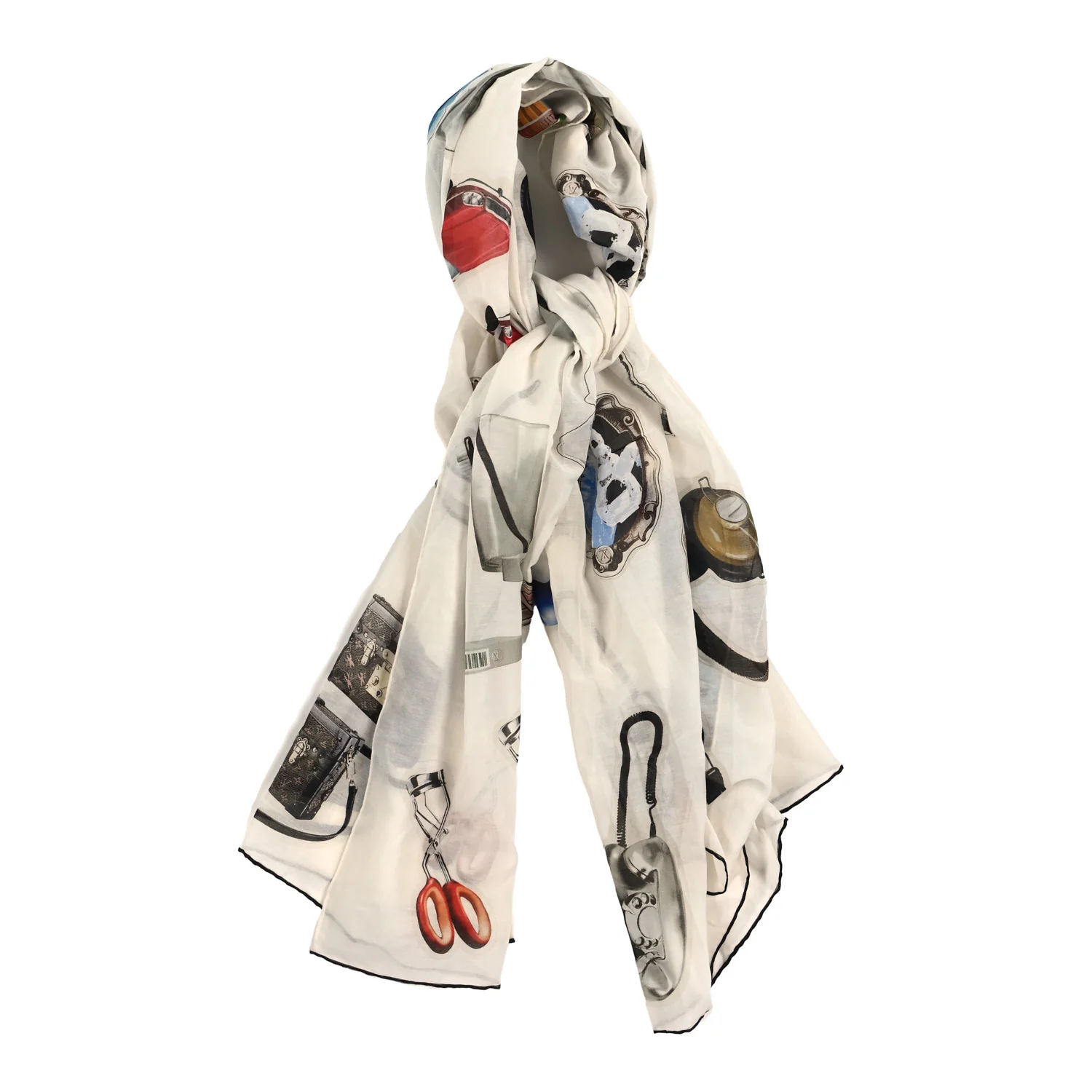 Cotton Silk Stickers Animation Stole White