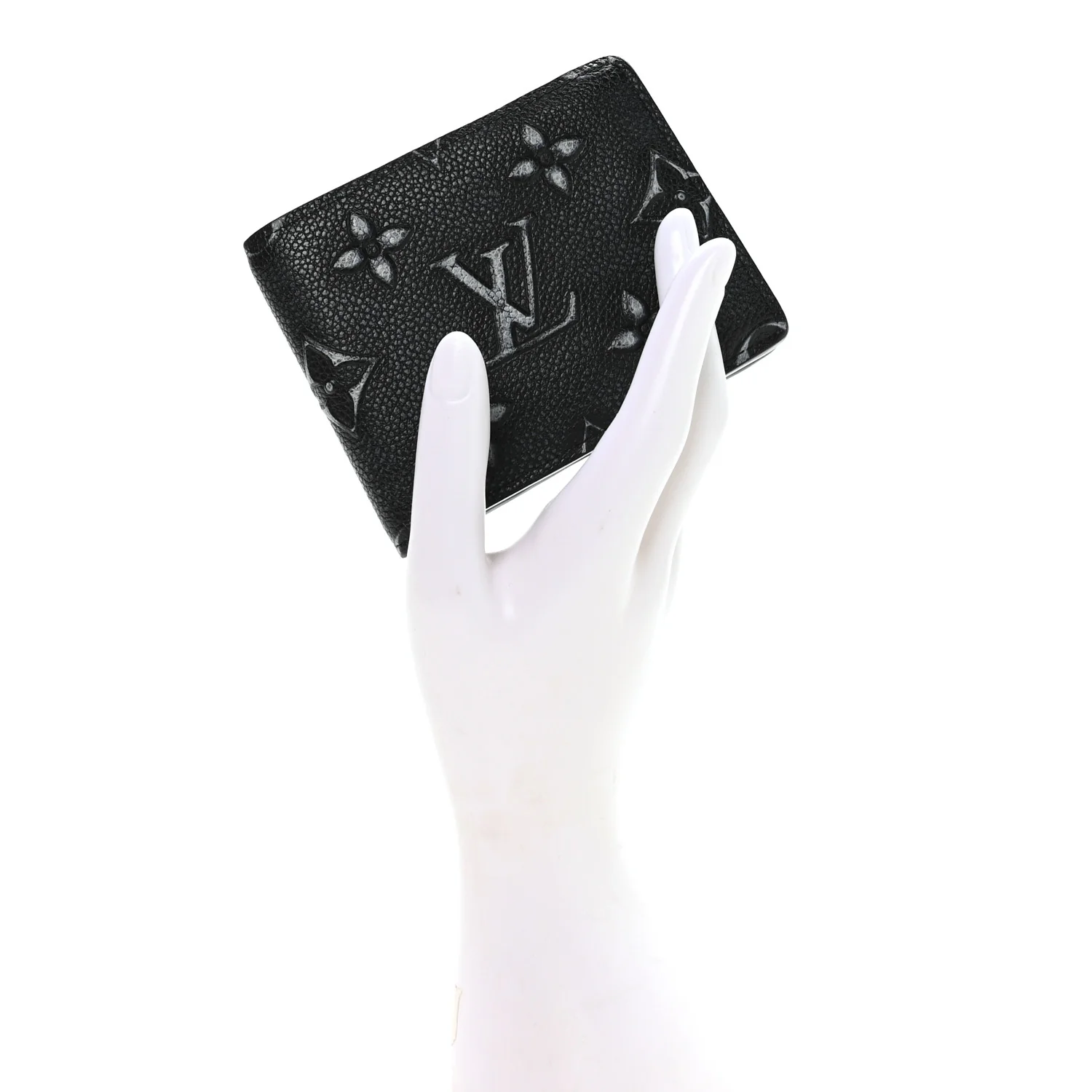 Cowhide Faded Monogram Slender Wallet Charcoal - Image 2