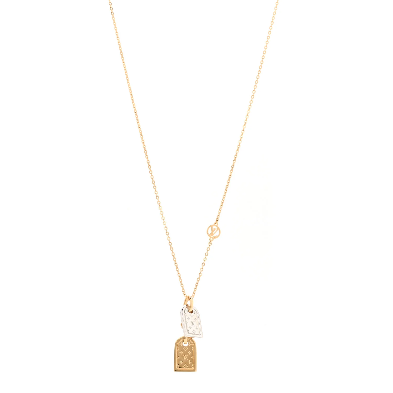 Crystal Precious Nanogram Name Tag Necklace Gold Silver