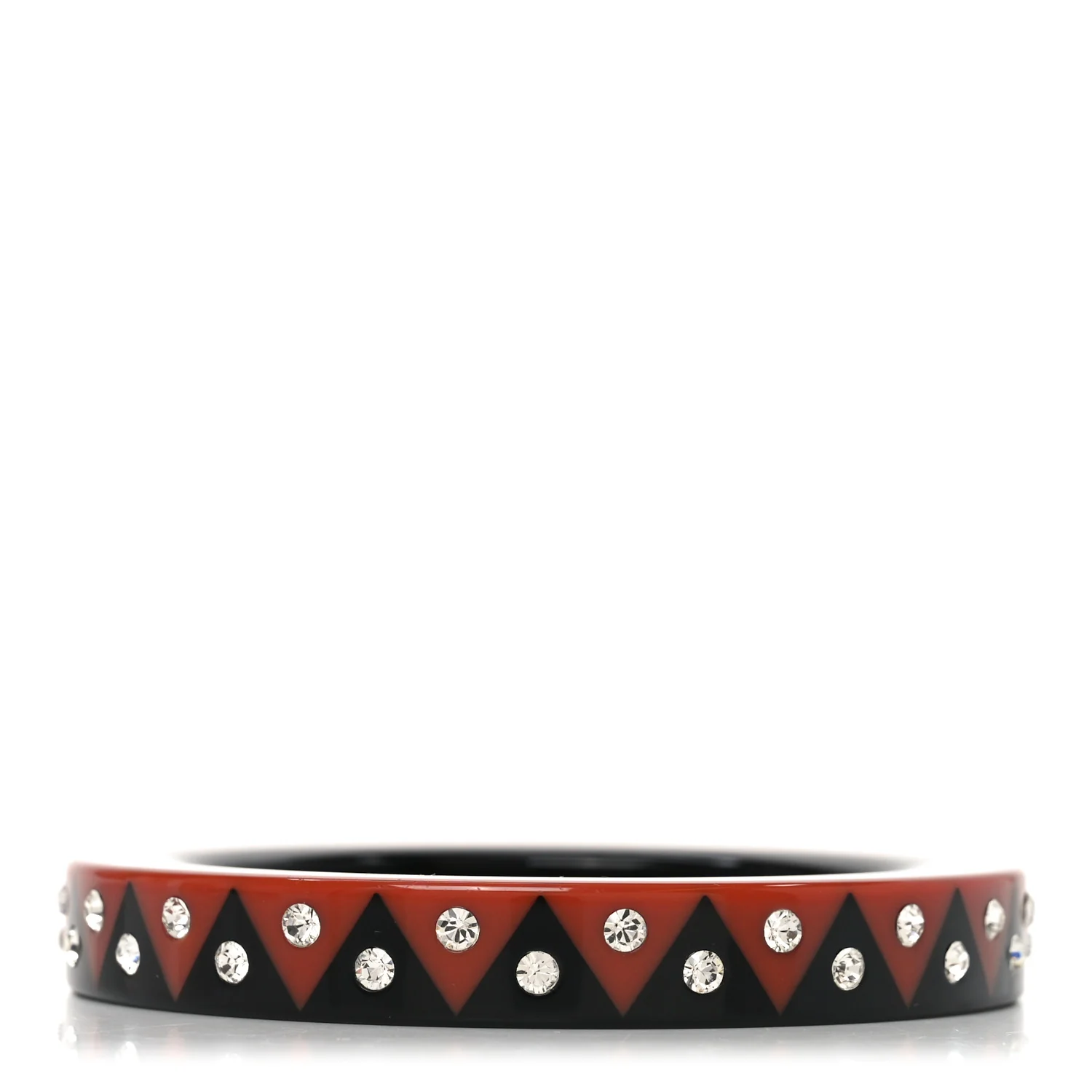 Crystal Resin Zigzag Bangle Bracelet M Black Caramel - Image 3