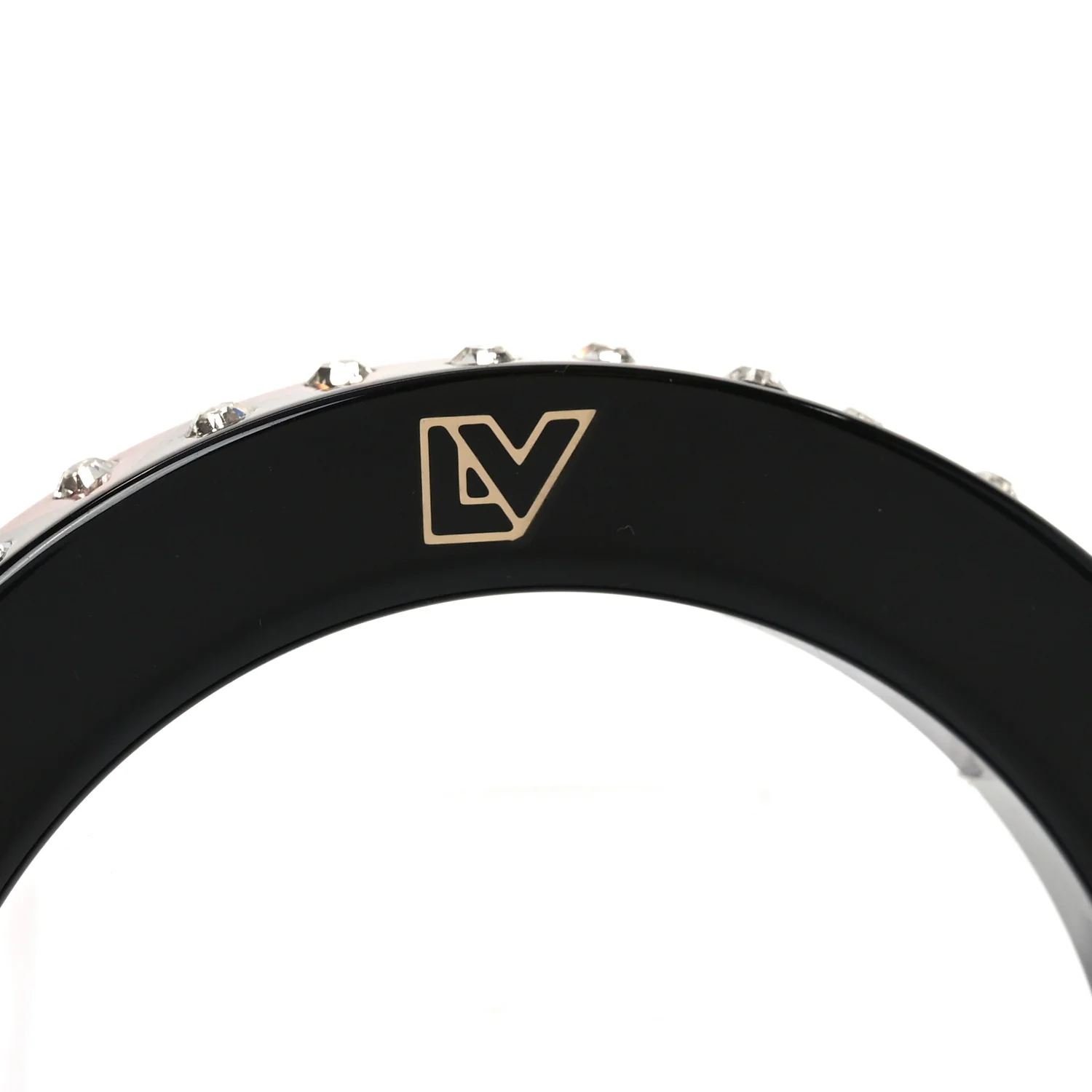 Crystal Resin Zigzag Bangle Bracelet M Black Caramel - Image 4