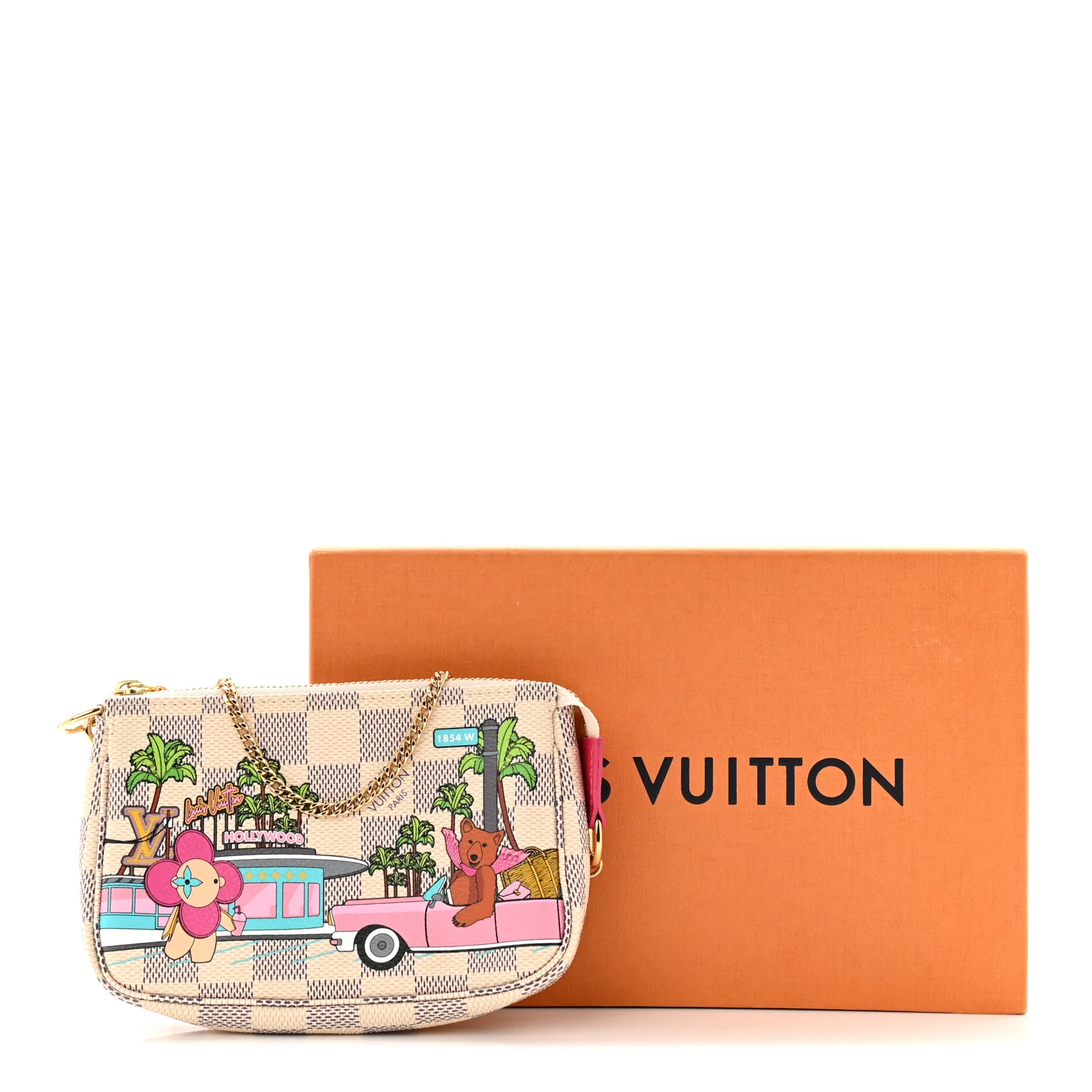Damier Azur 2021 Christmas Animation Hollywood Mini Pochette Accessories Fuchsia - Image 11