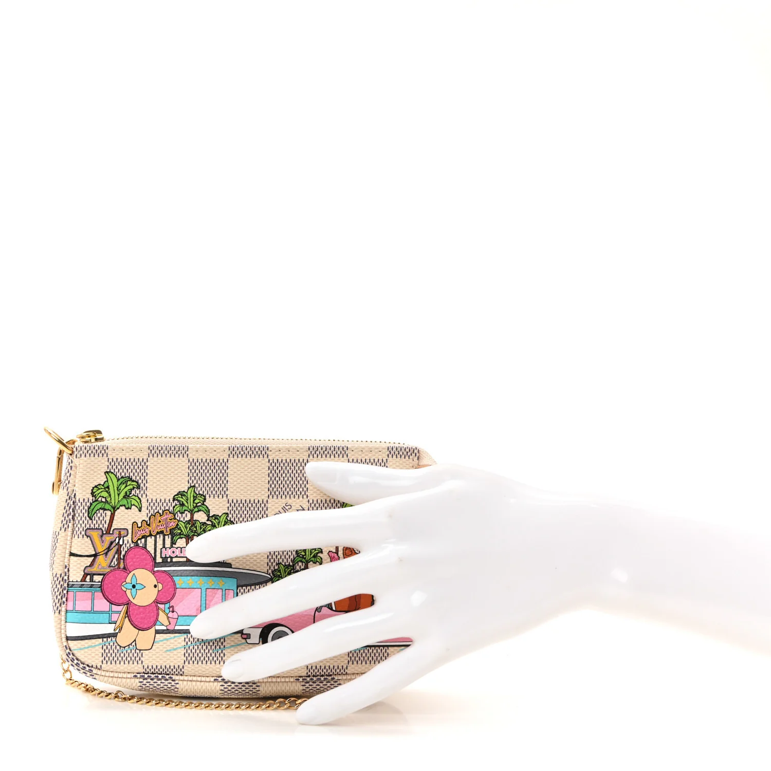 Damier Azur 2021 Christmas Animation Hollywood Mini Pochette Accessories Fuchsia - Image 2