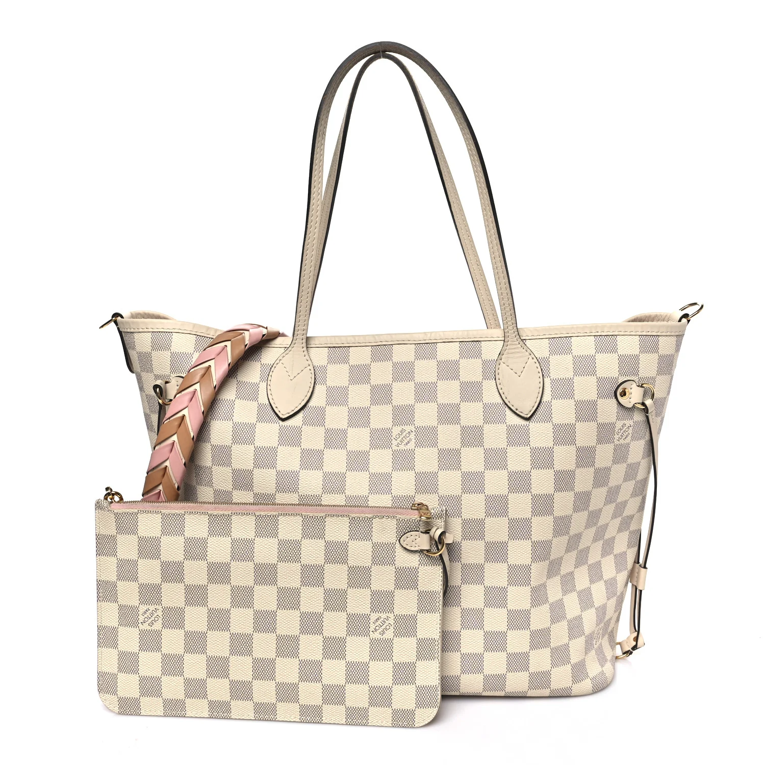 Damier Azur Braided Neverfull MM Pink - Image 3